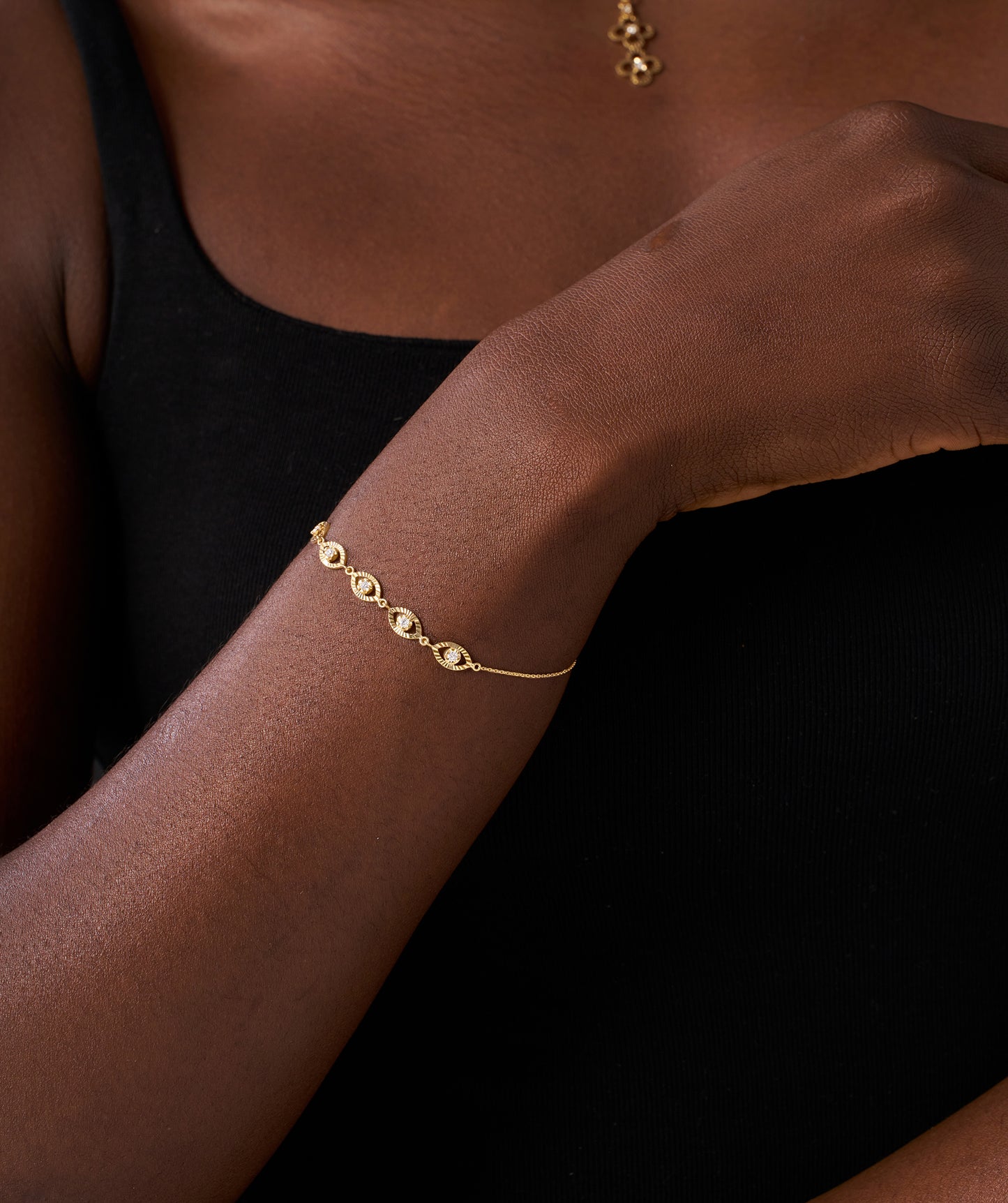 14K Gold Bezel Set Bracelet
