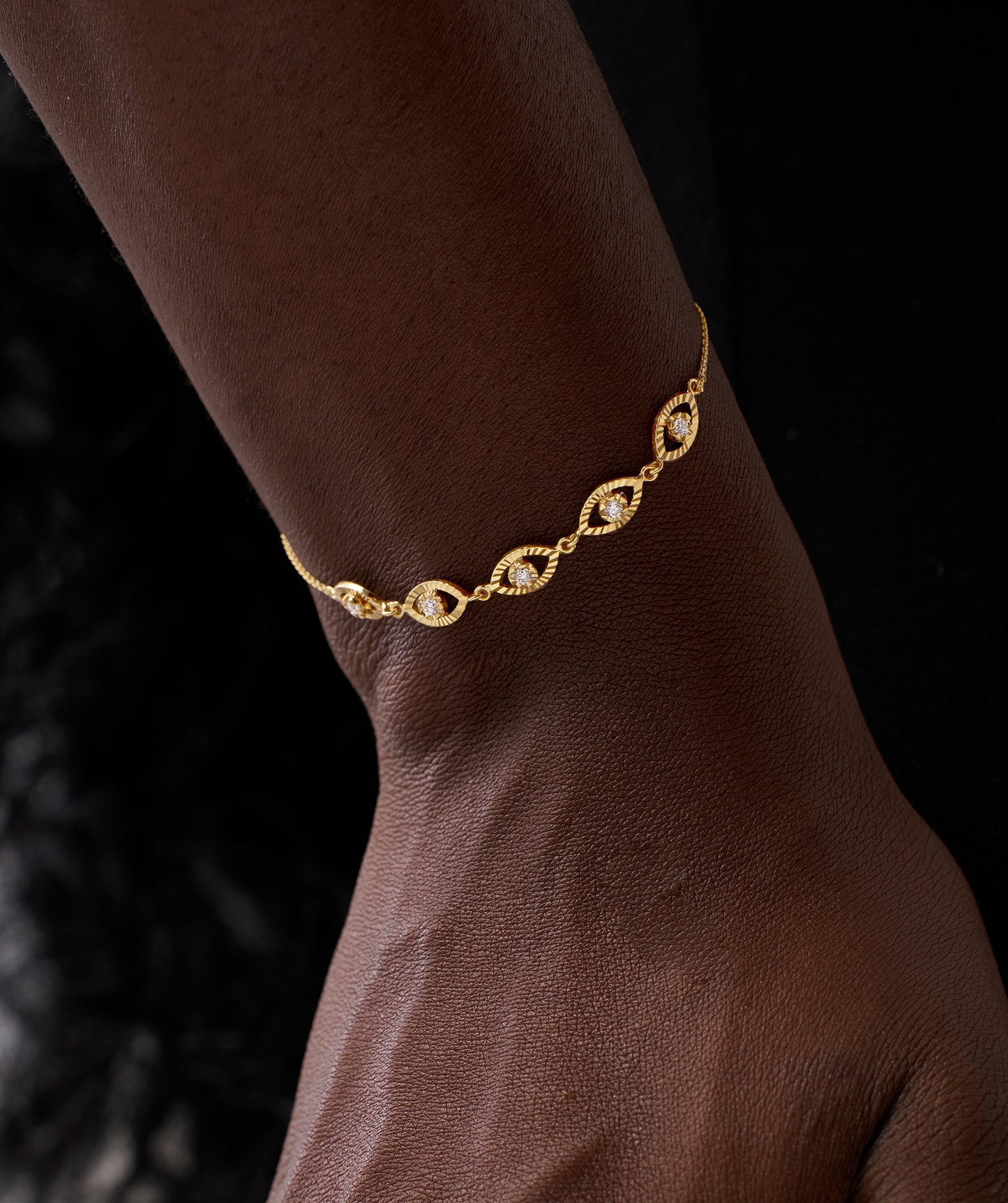 14K Gold Bezel Set Bracelet