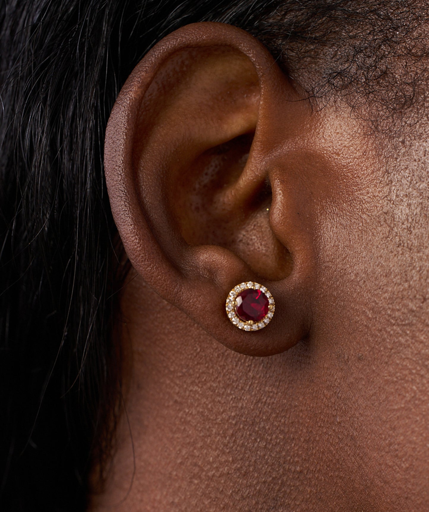 14K Gold Red Diamond Halo Jewelry Set