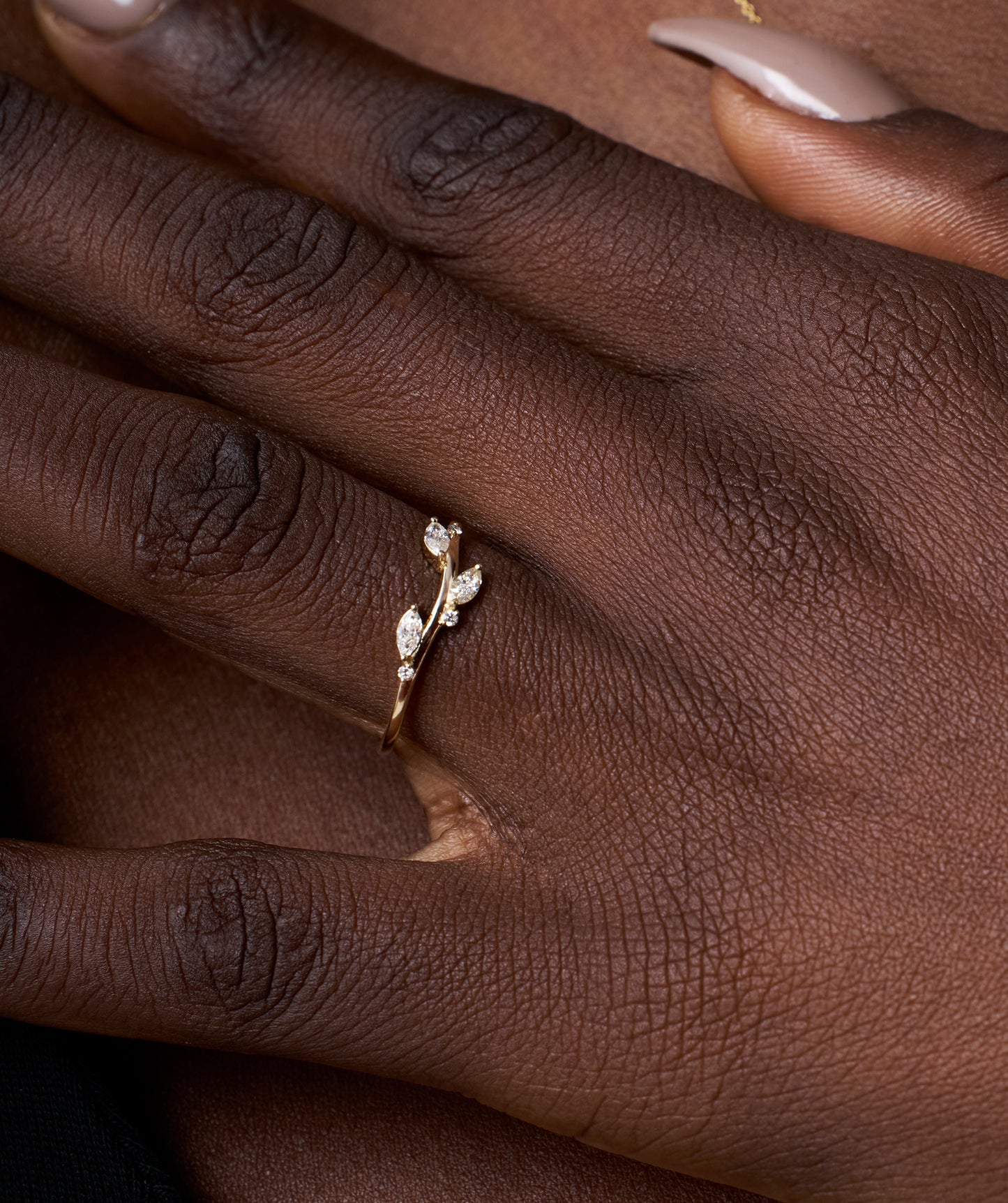 Leaf-Inspired Pear Diamond Ring