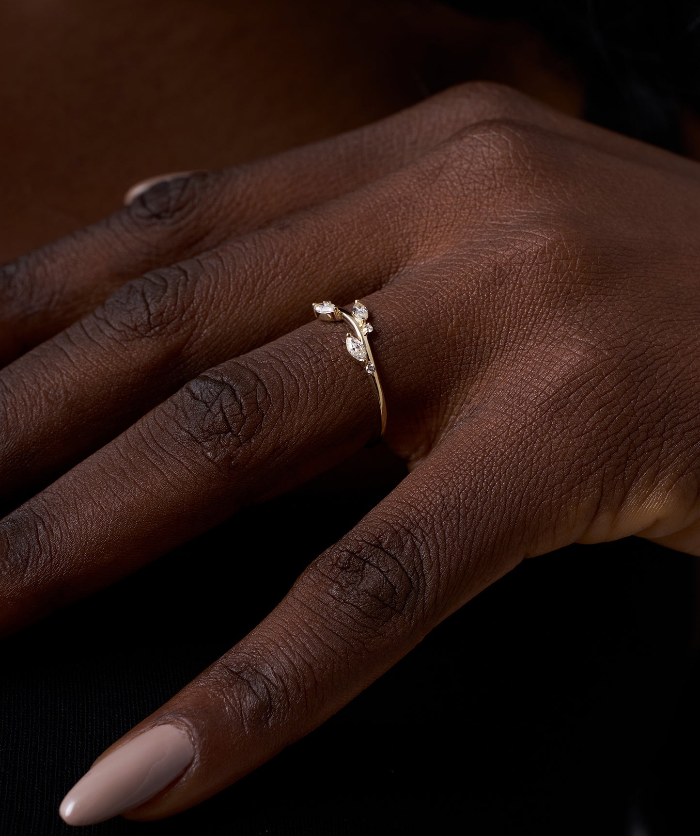 Leaf-Inspired Pear Diamond Ring