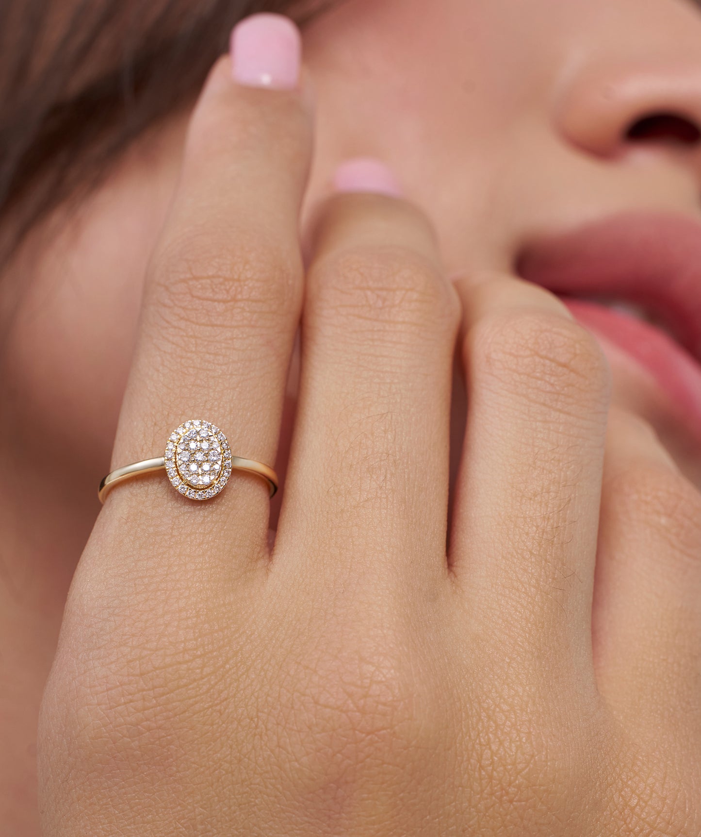 Oval Cluster Diamond Engagement Ring