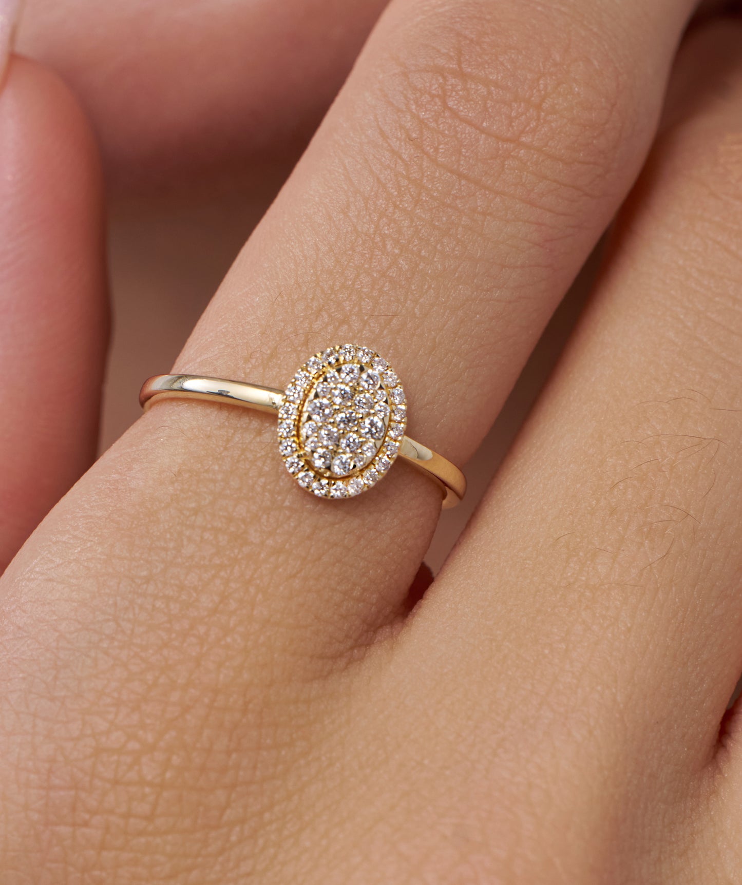 Oval Cluster Diamond Engagement Ring