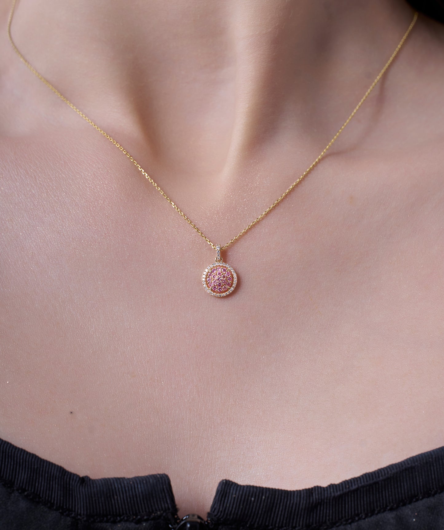 Pink Sparkle Halo Pendant