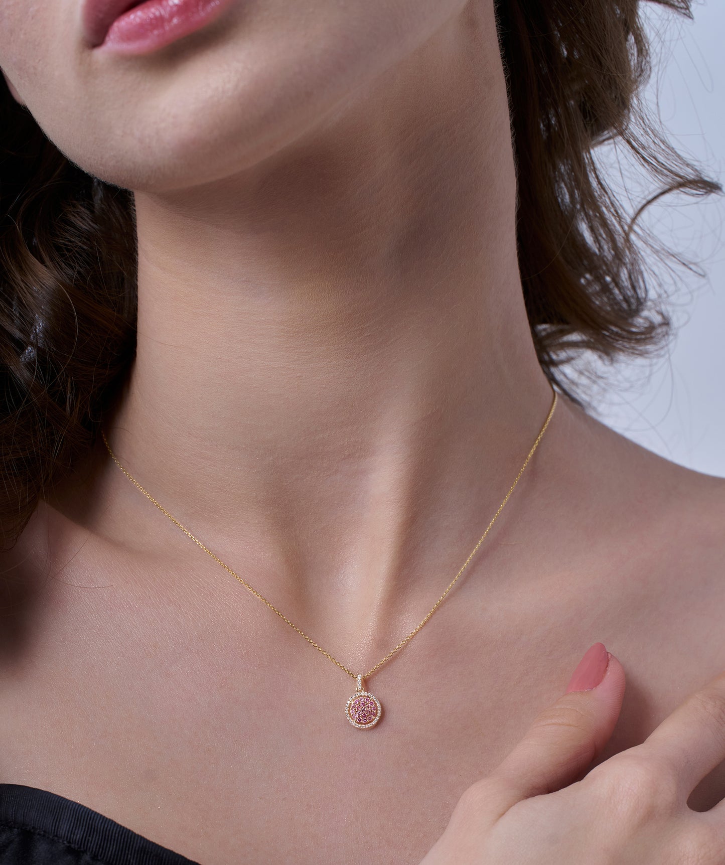 Pink Sparkle Halo Pendant