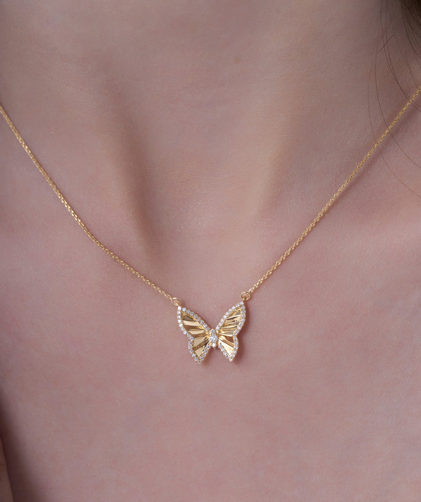 Gleaming Butterfly Charm Necklace