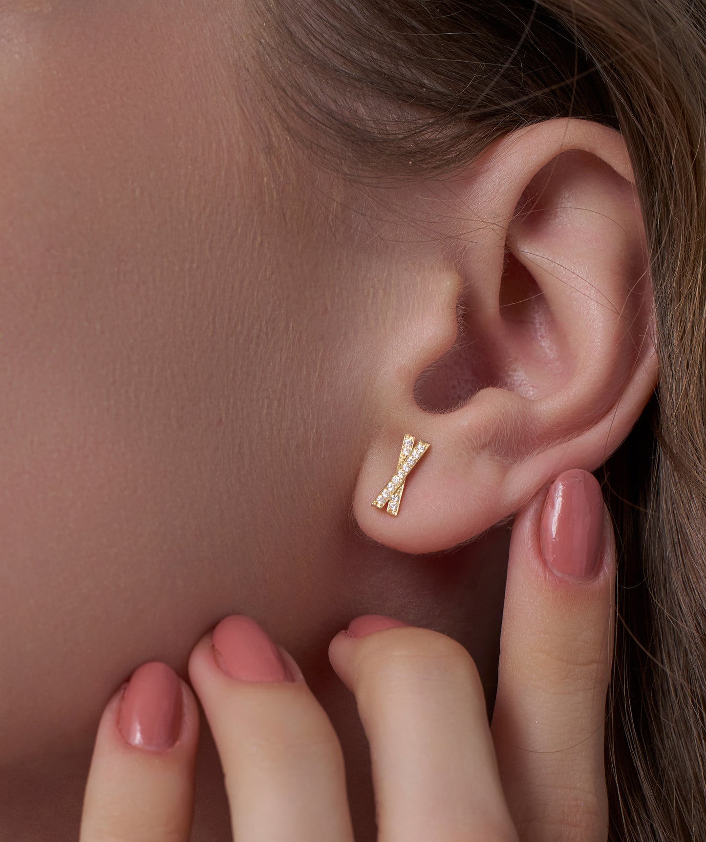 14K Solid Gold X-Shape Earrings
