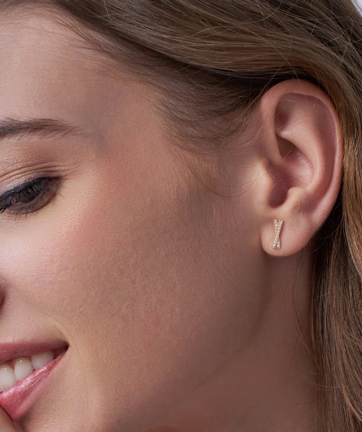 14K Solid Gold X-Shape Earrings