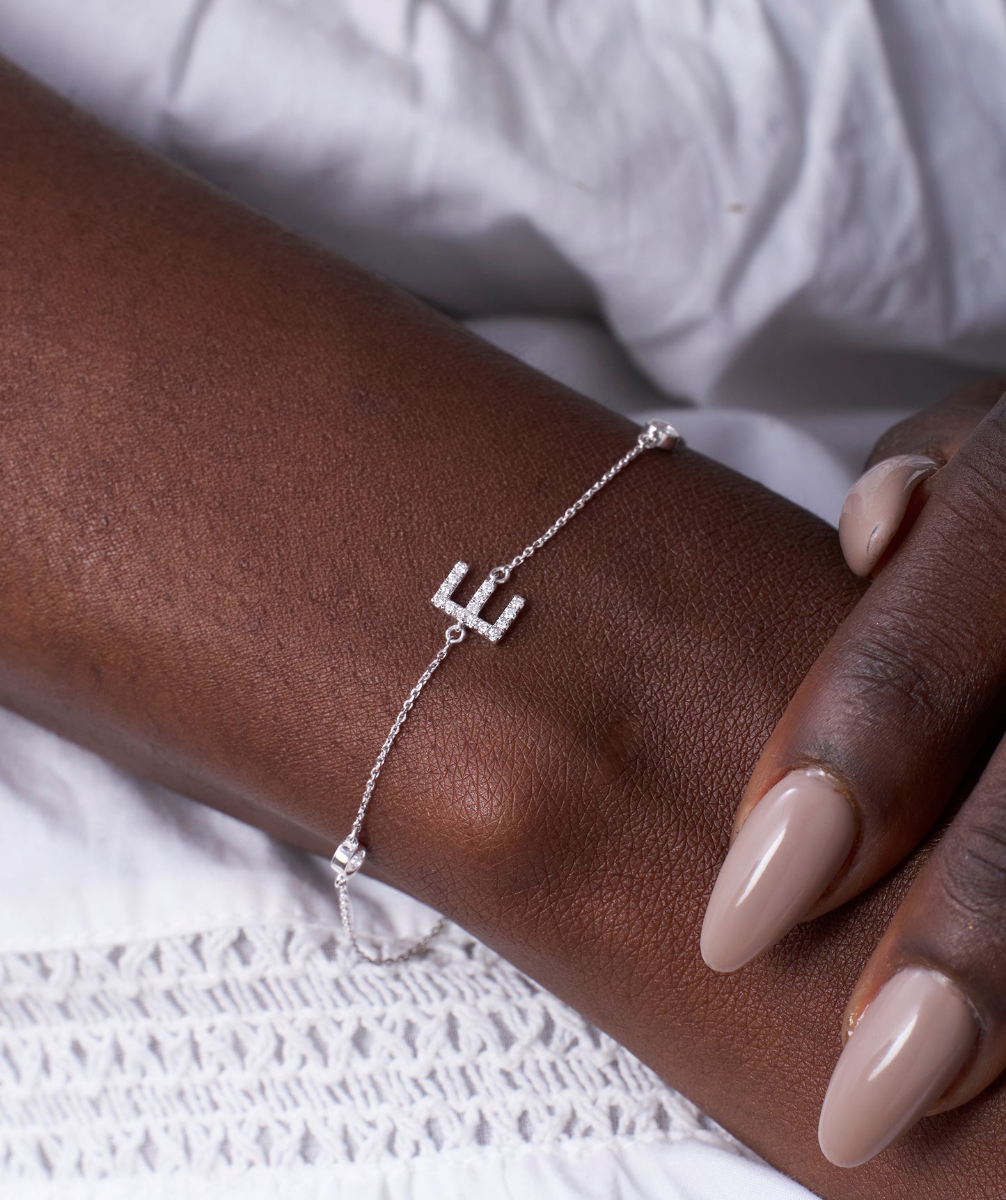 Personalized E Initial Diamond Accent Bracelet