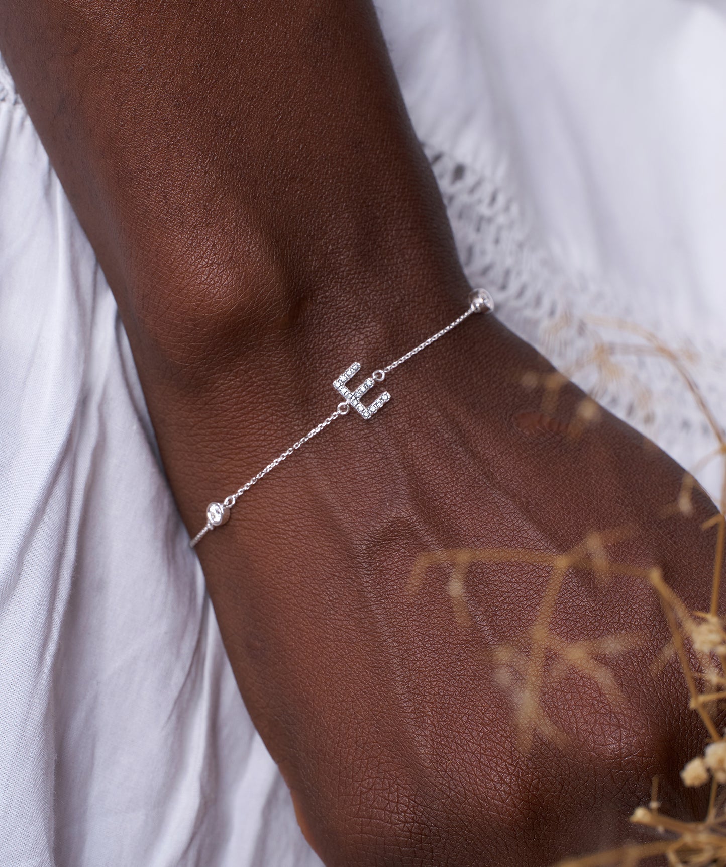 Personalized E Initial Diamond Accent Bracelet