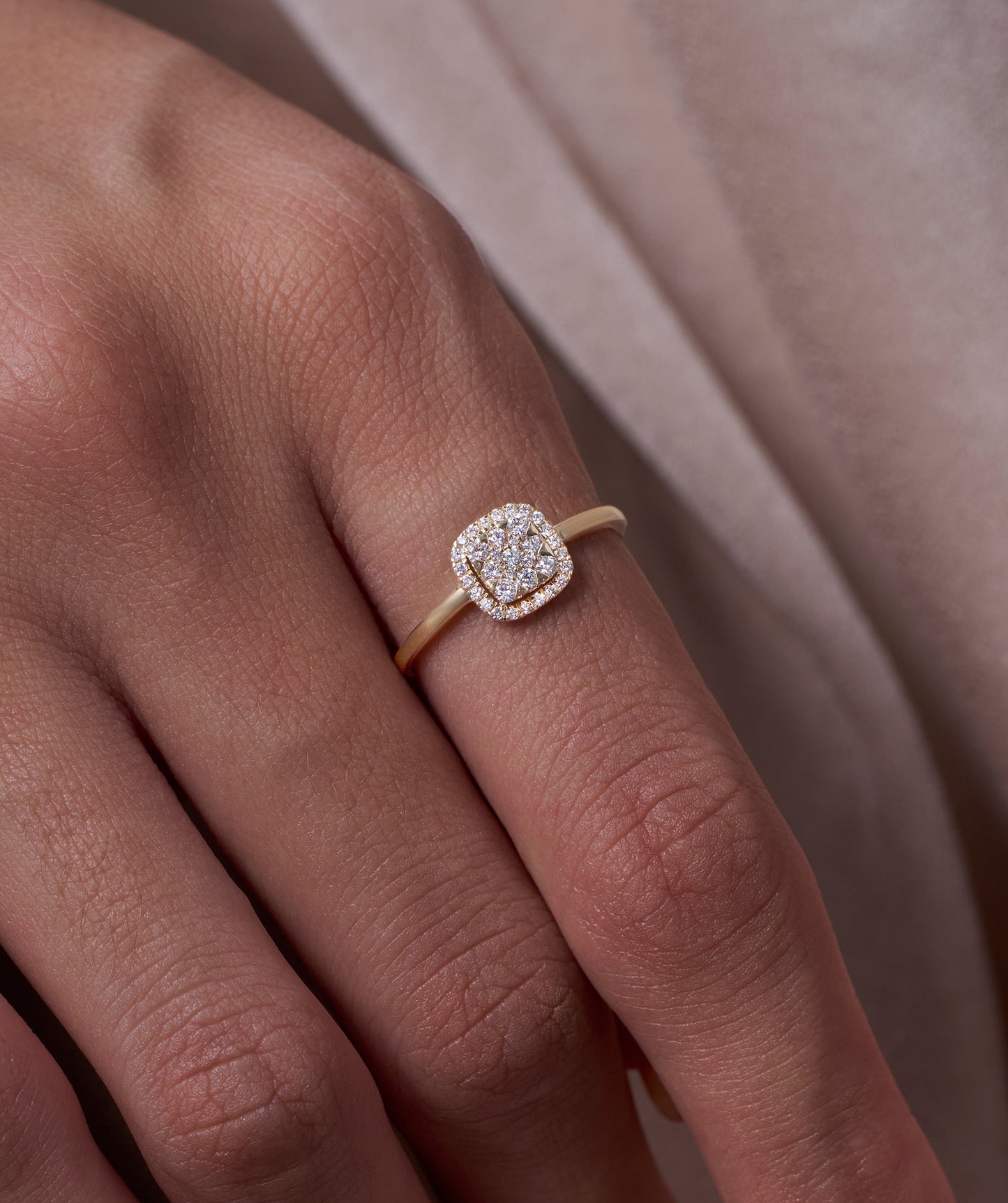 14K Gold Brilliance Square Halo Ring