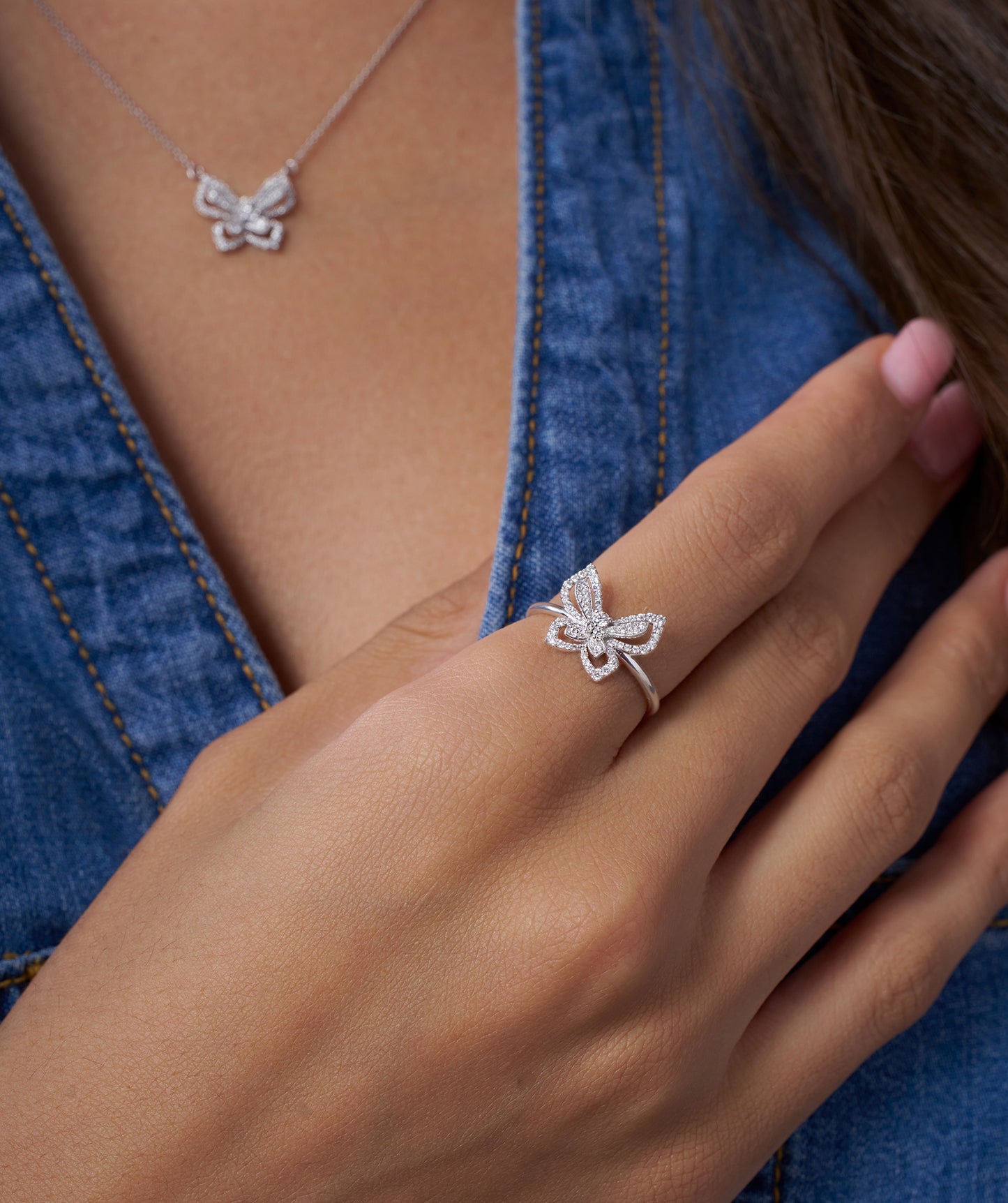 14K Gold Butterfly Sparkle Ring