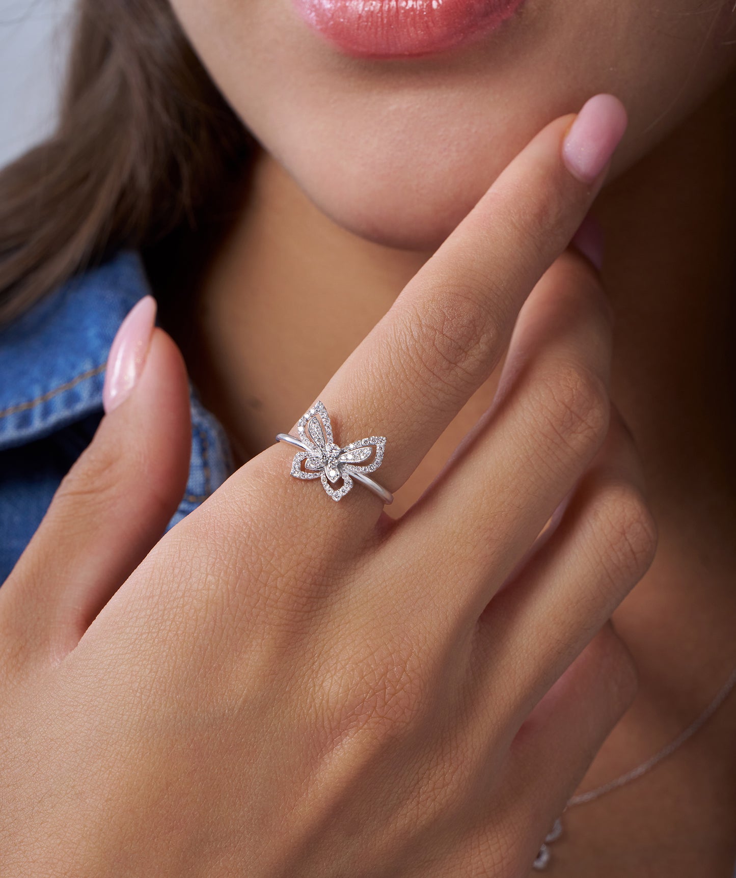 14K Gold Butterfly Sparkle Ring