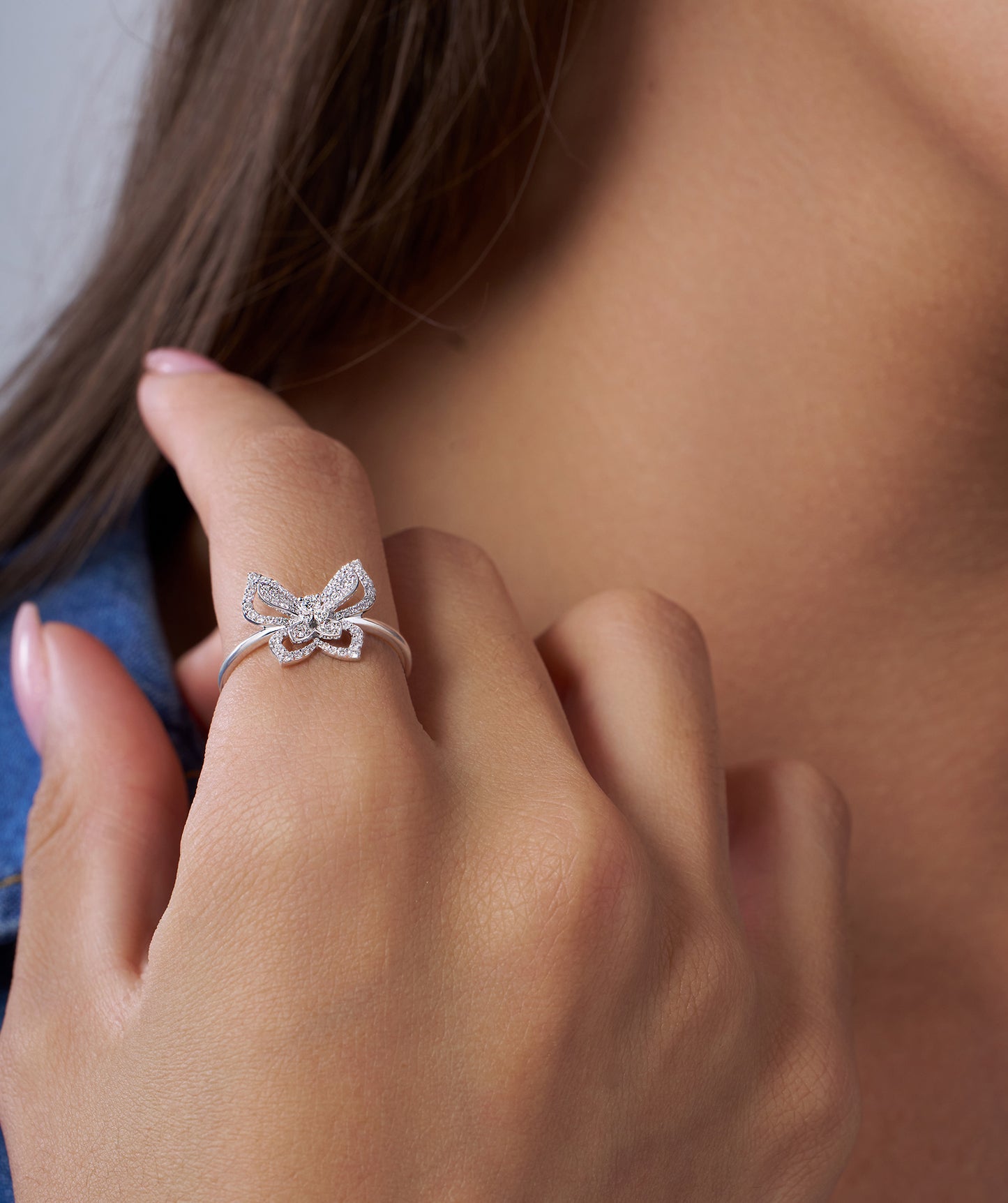14K Gold Butterfly Sparkle Ring