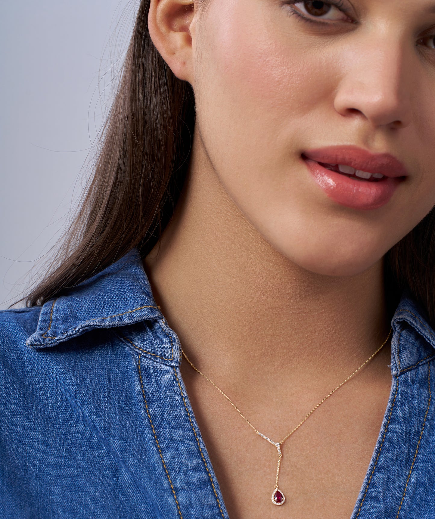 Sophisticated Red Ruby Gold Necklace