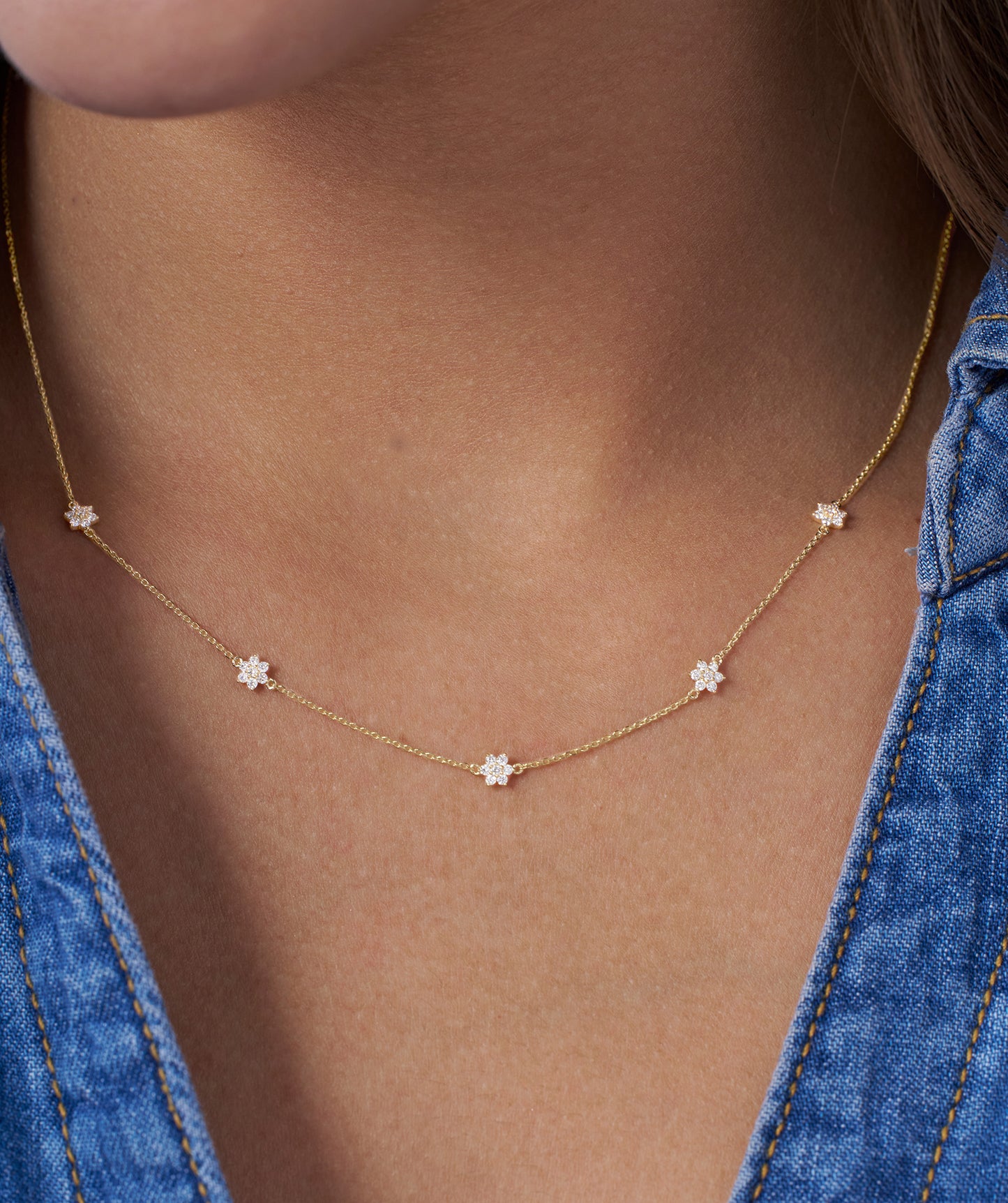 Starry Diamond Cluster Necklace