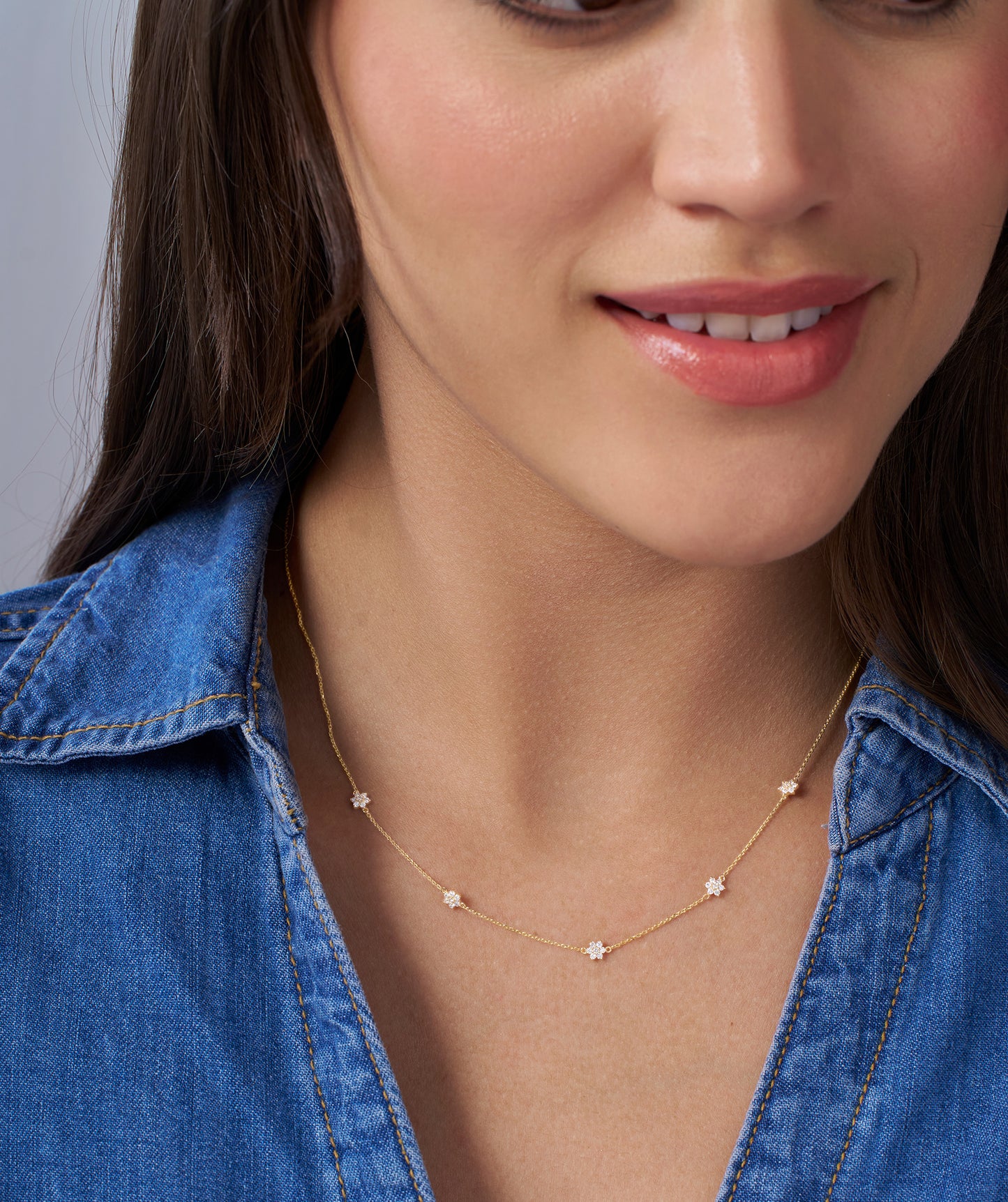 Starry Diamond Cluster Necklace