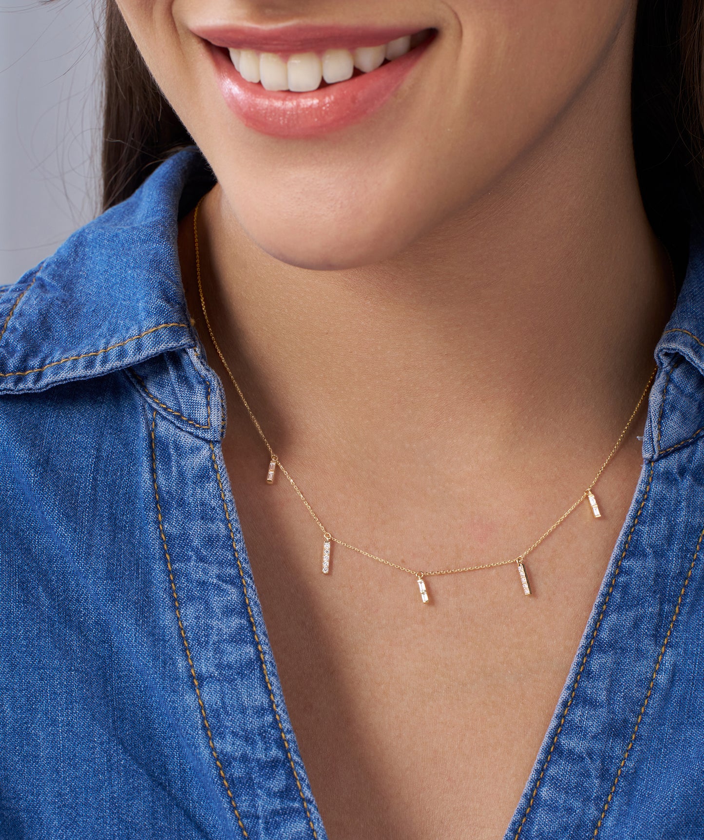 Luxury Linear Diamond Gold Necklace