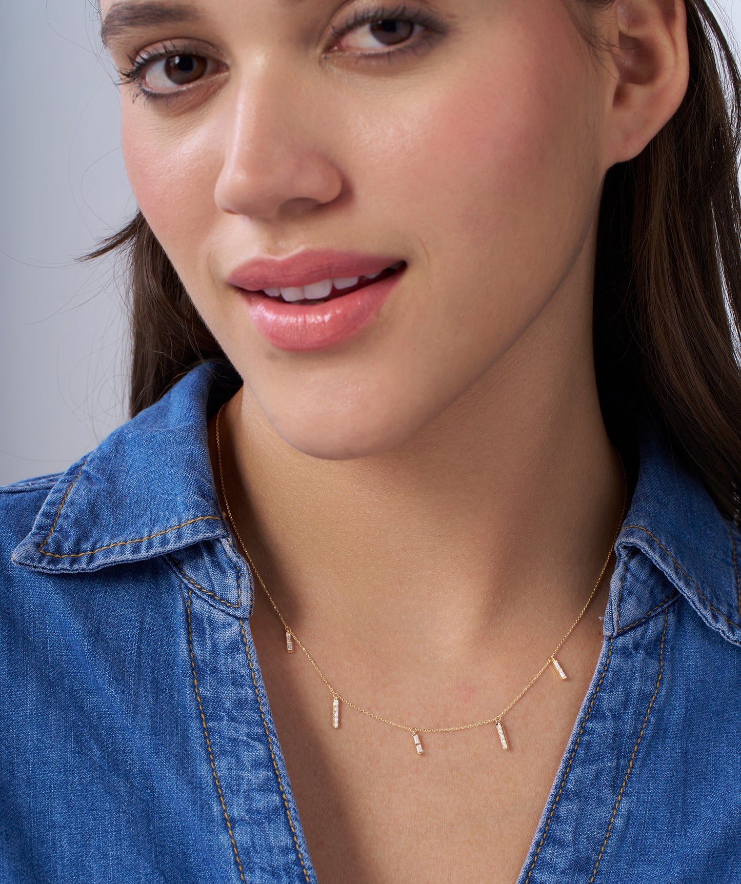 Luxury Linear Diamond Gold Necklace