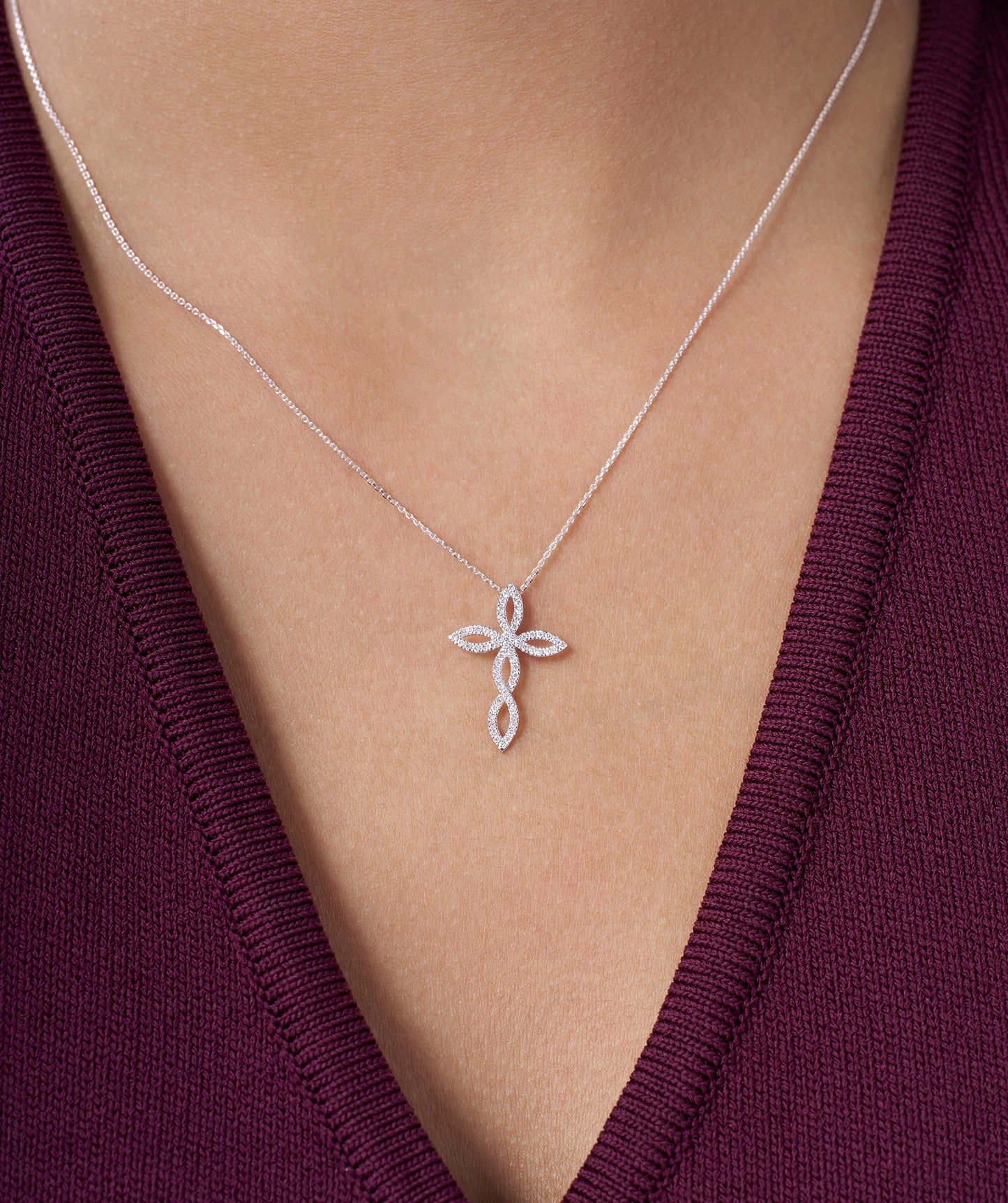 Luminous Floral Cross Charm