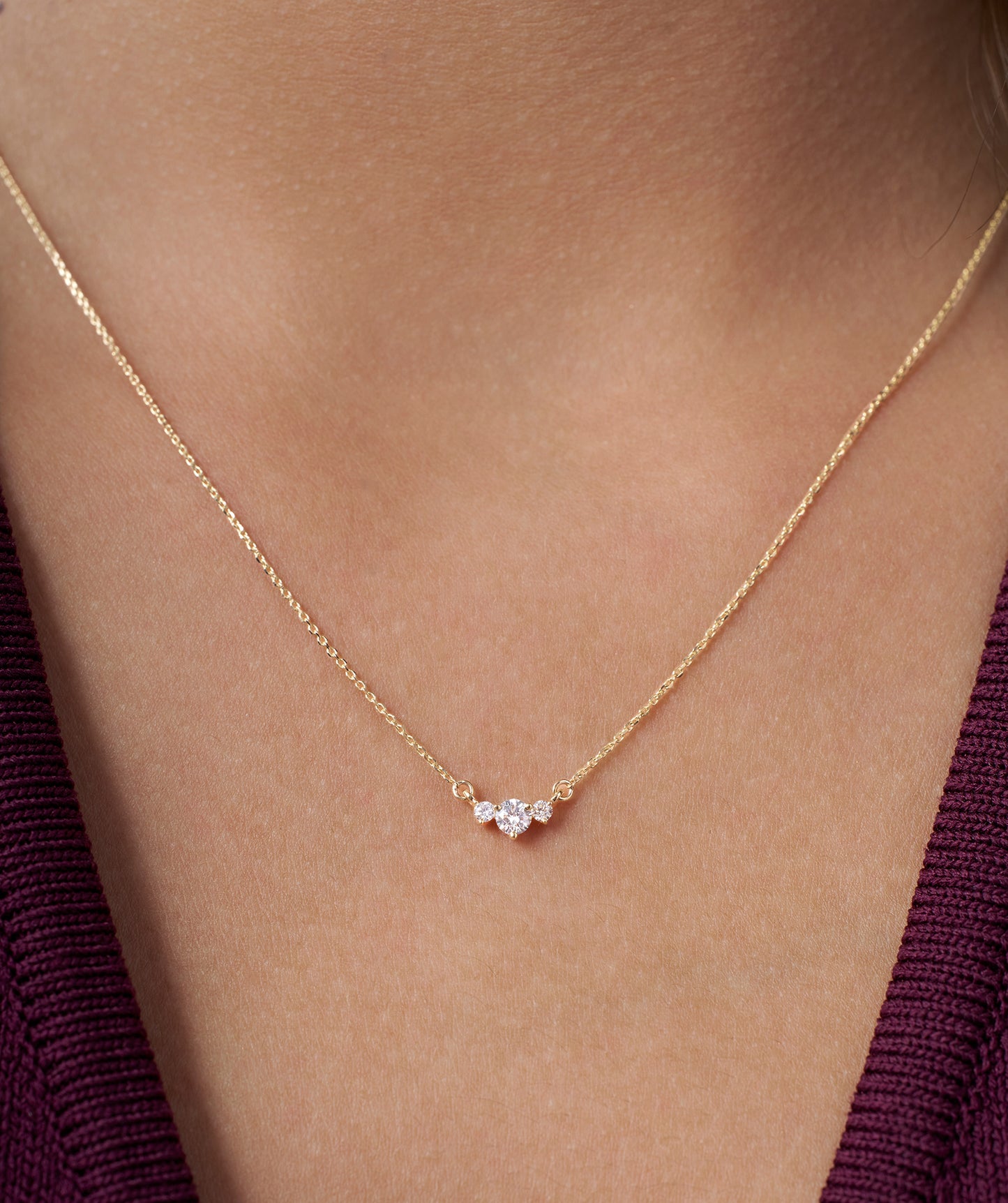 Triple Brilliance Gold Necklace