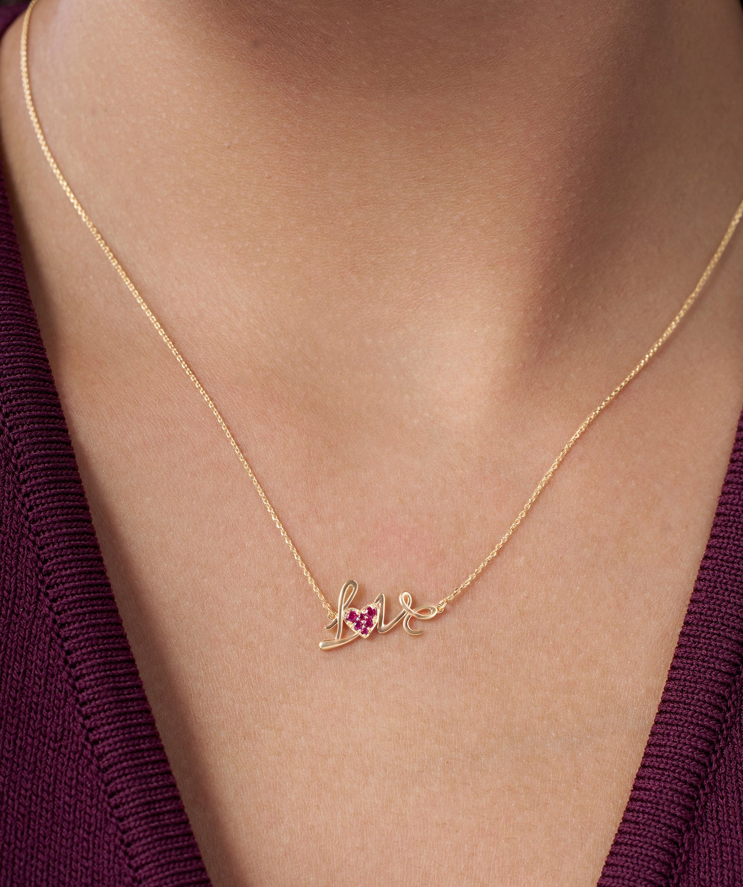 Cursive Love Heart Pendant Necklace