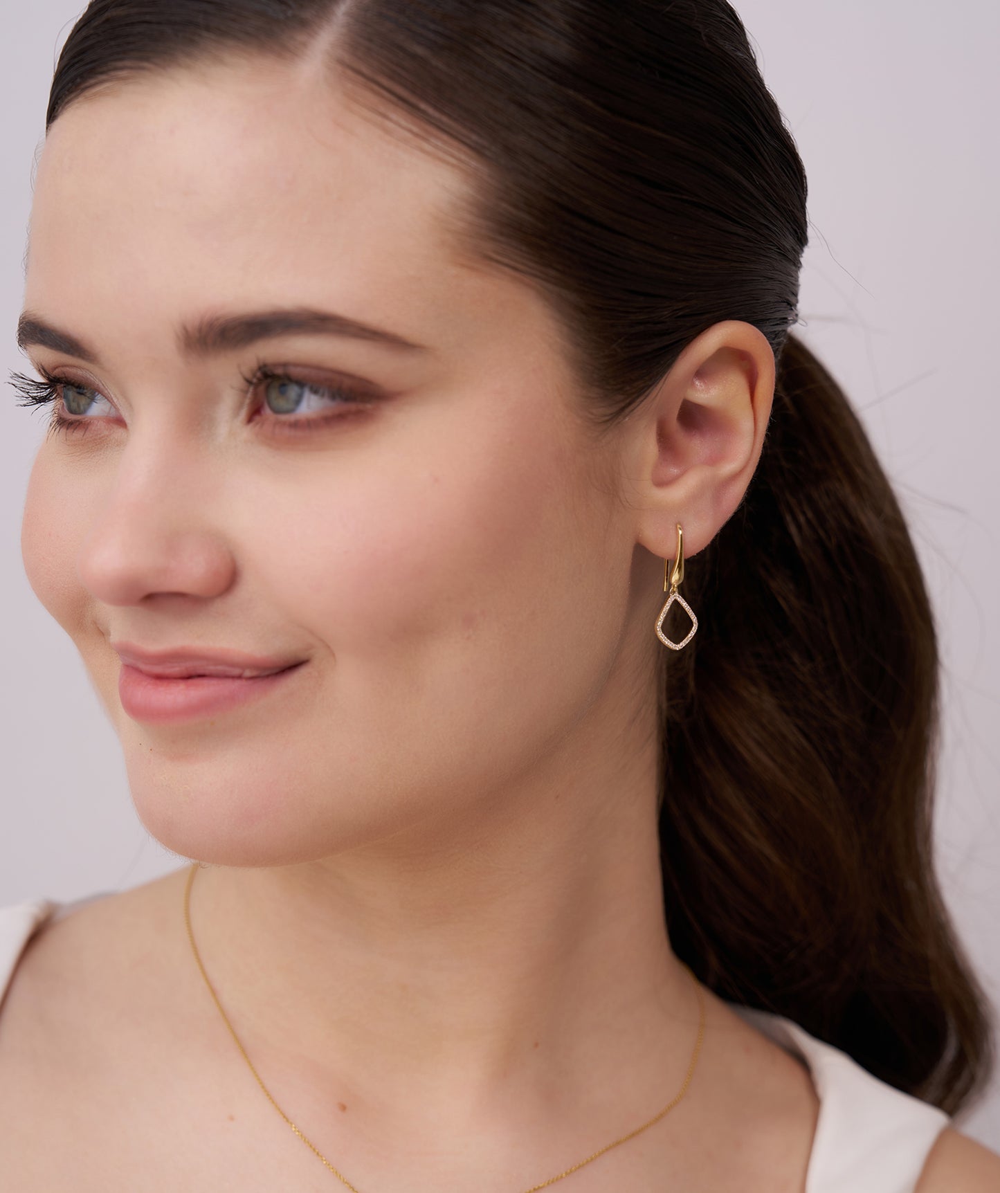 14K Gold Diamond Dangle Earrings