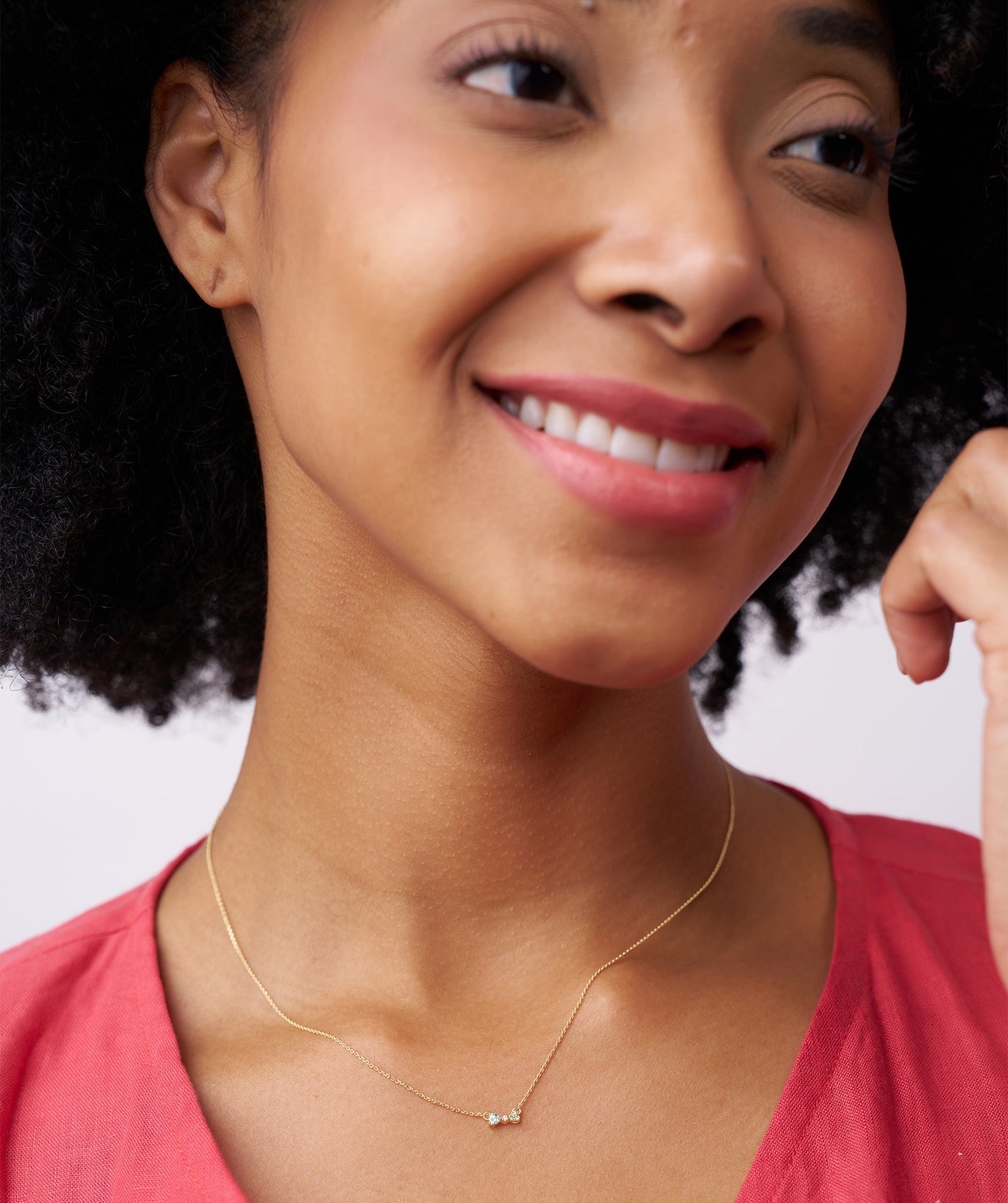Twin Hearts Necklace with Green Stones