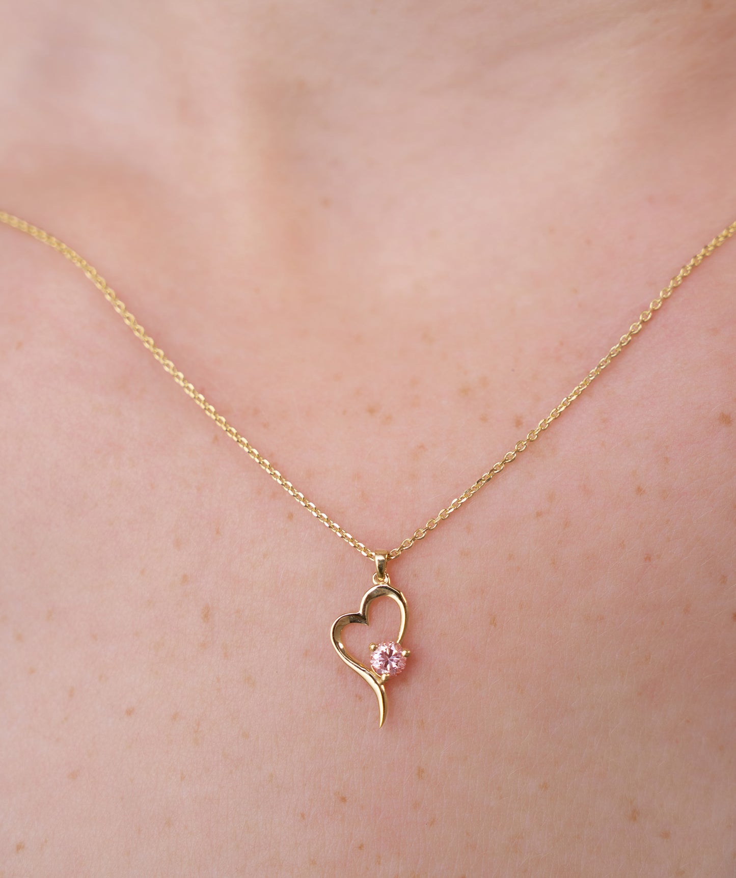 Heart Necklace with Pink Gem