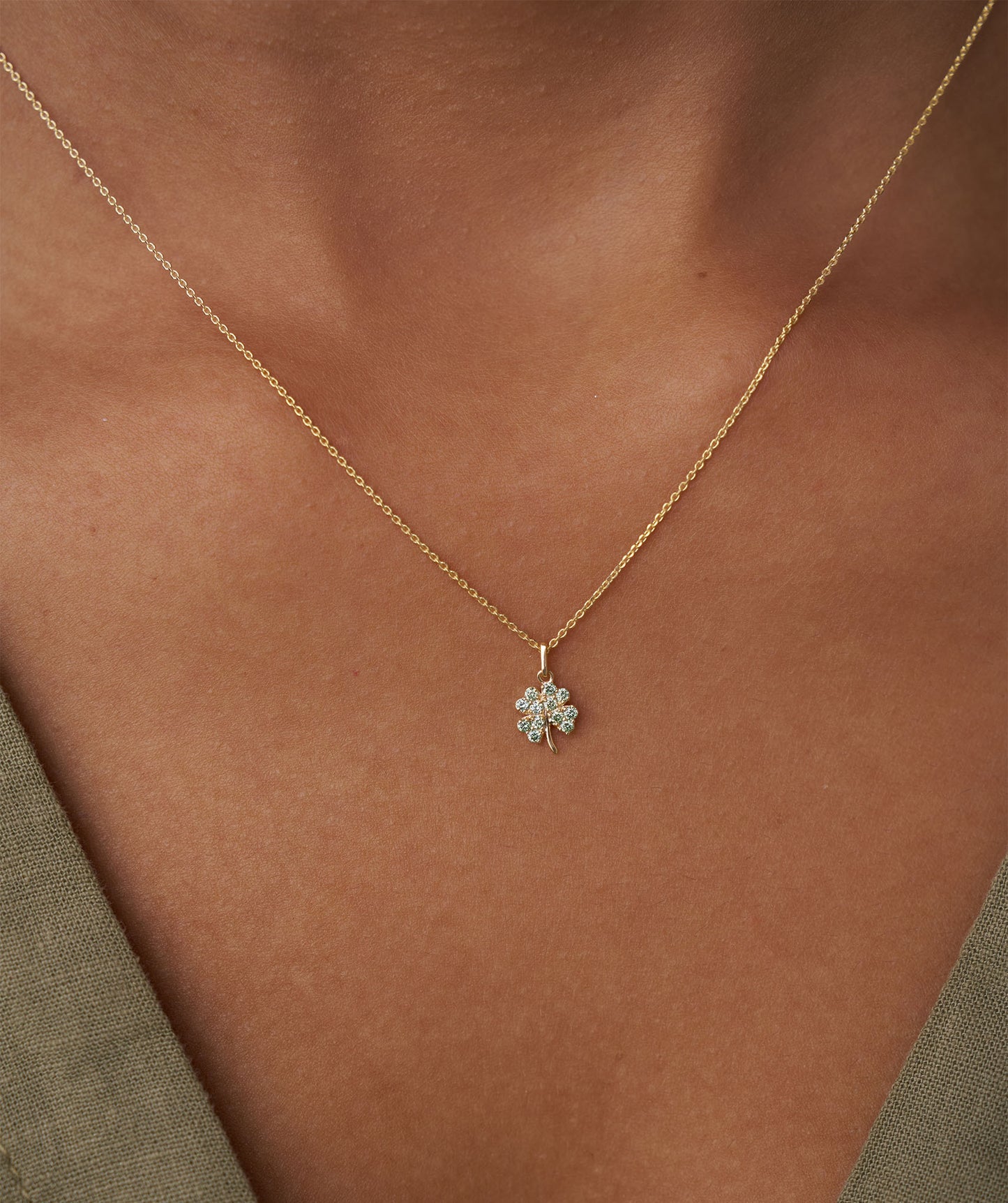 Green Fortune Clover Pendant