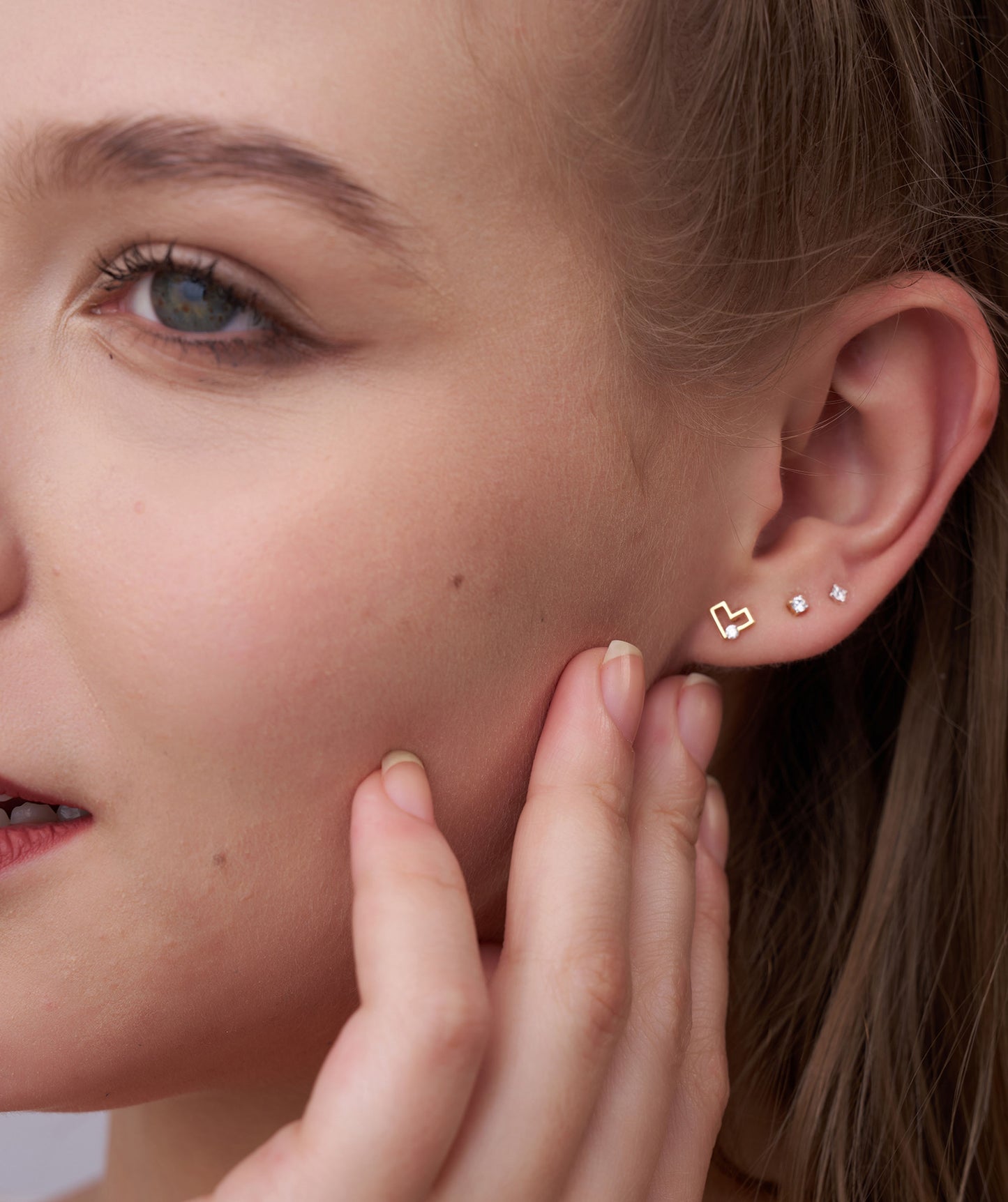 Modern Heart Stud Earrings