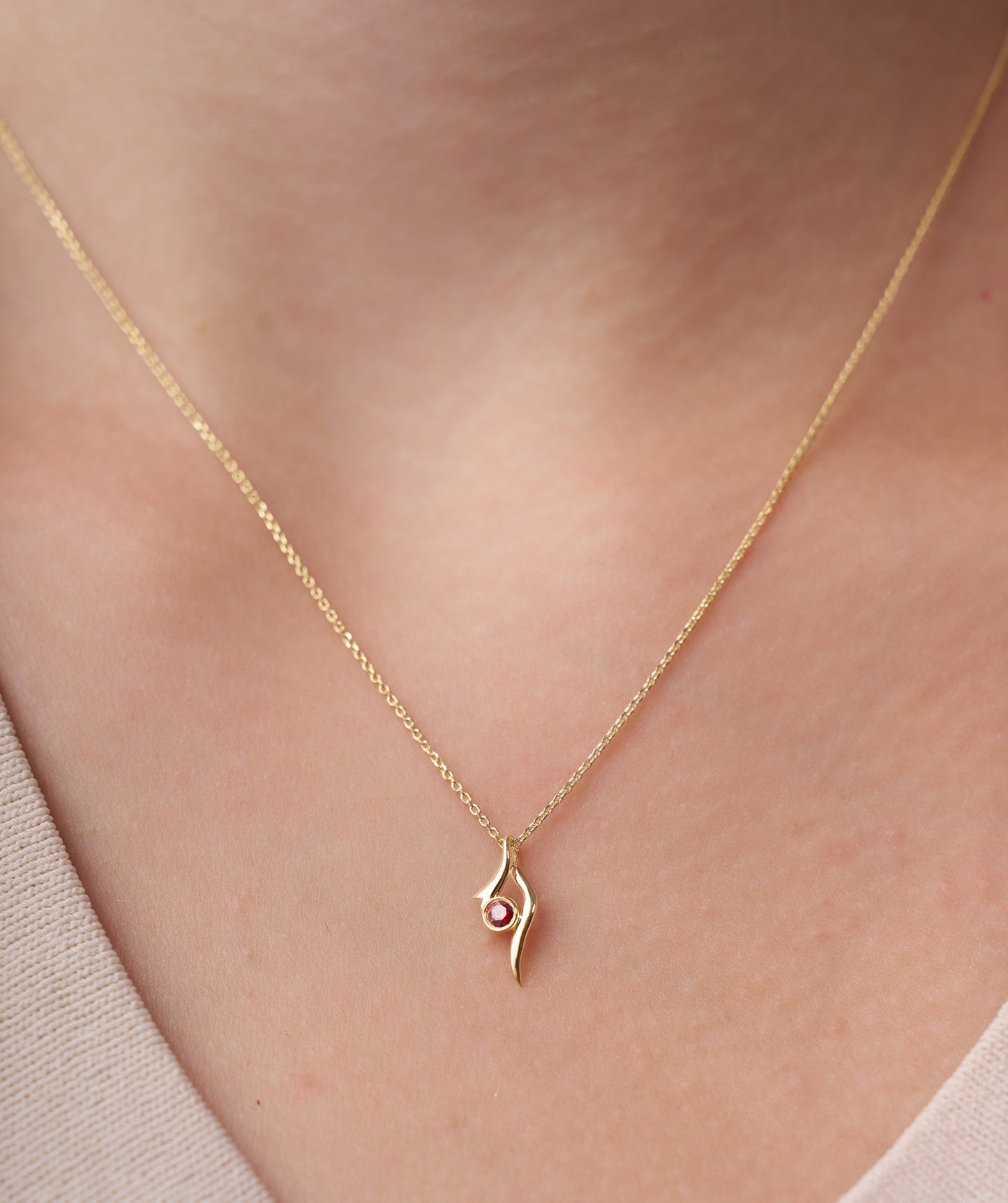 Artful Pendant with Bezel-Set Stone