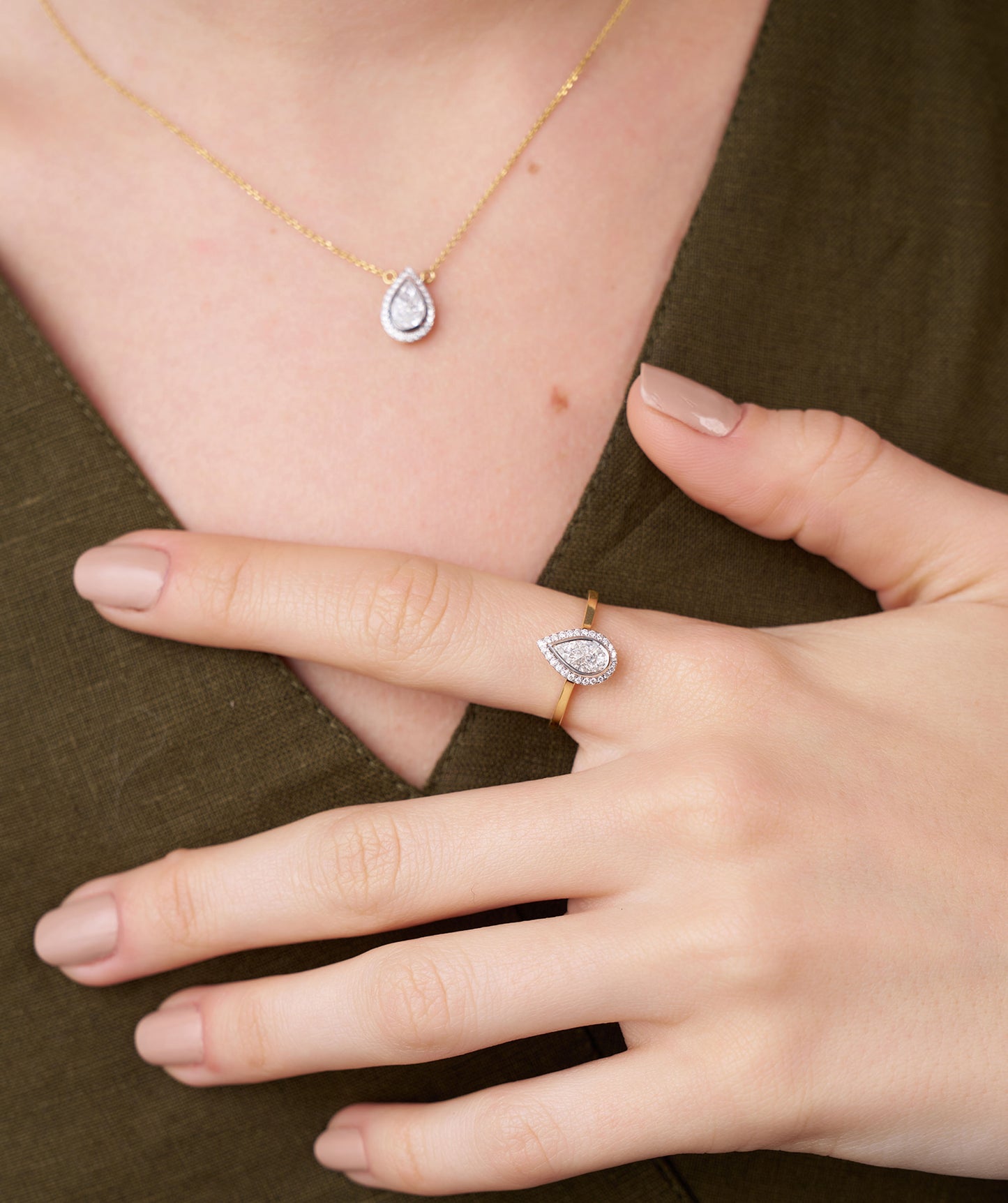 Modern Classic: Pear-Cut Diamond Halo Ring