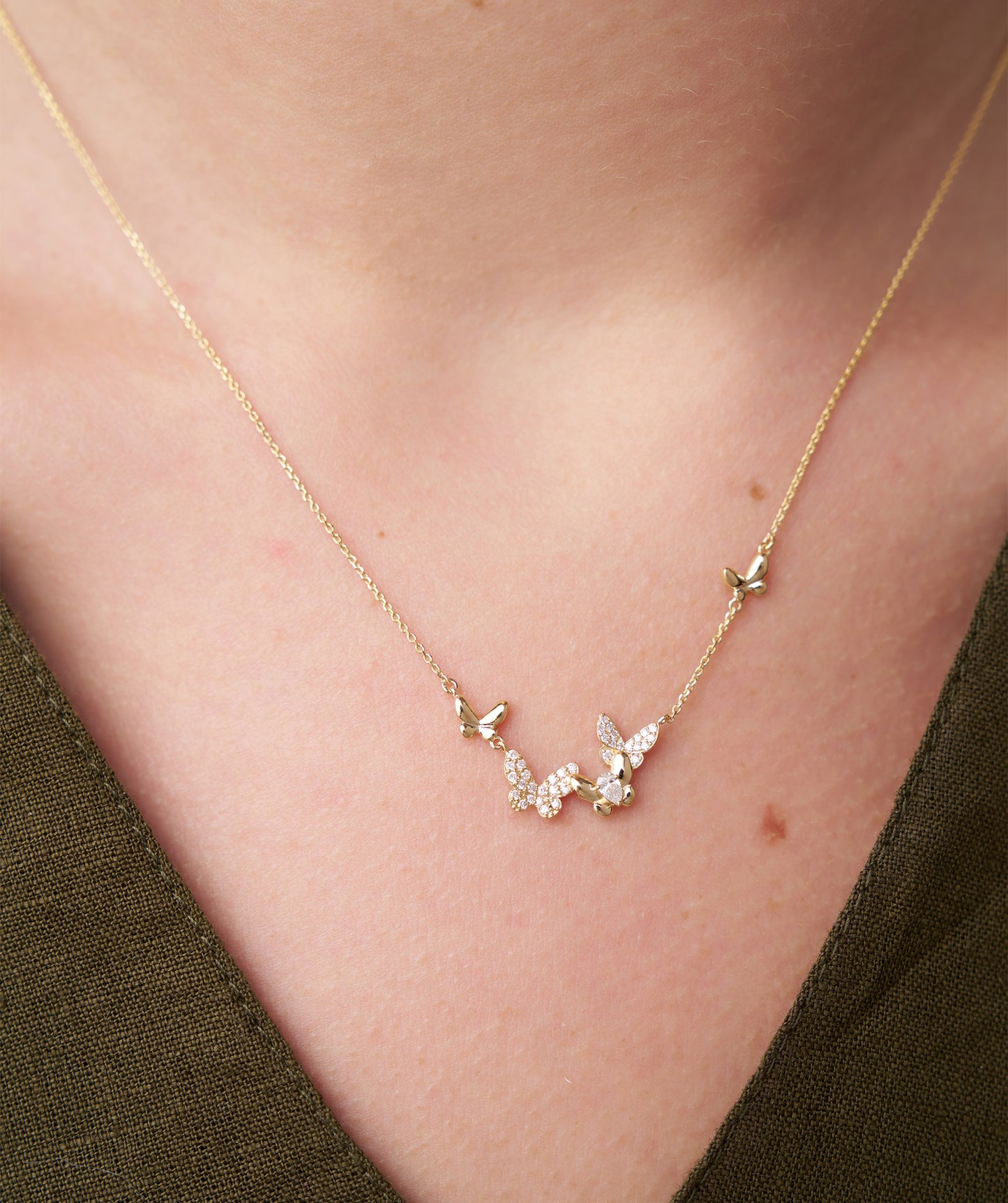 Whimsical Butterfly Cluster Necklace