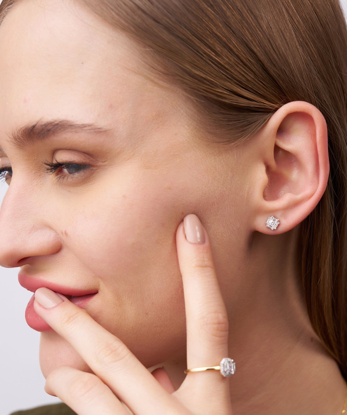 Modern Emerald Diamond Studs