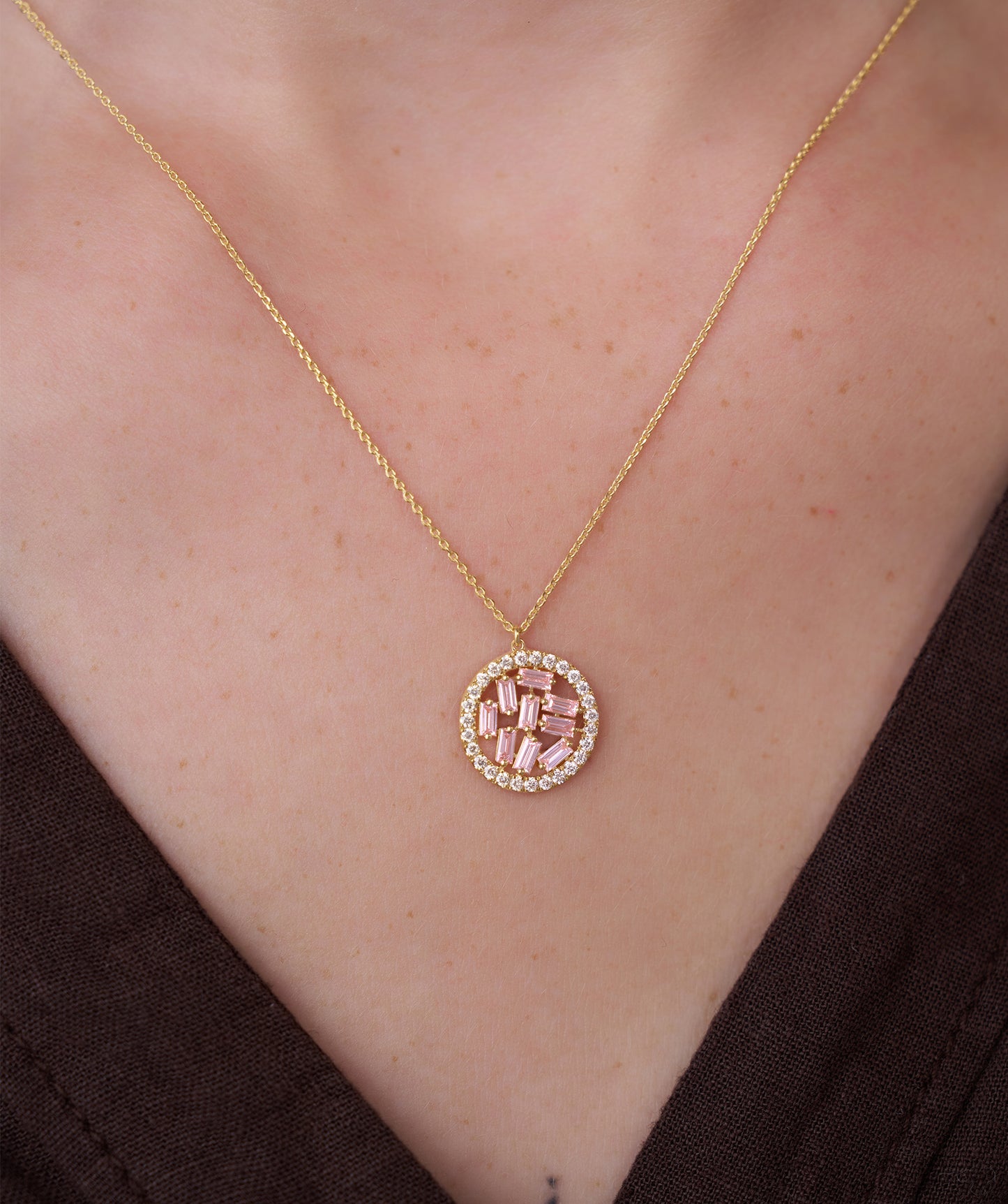 Baguette & Diamond Circle Pendant
