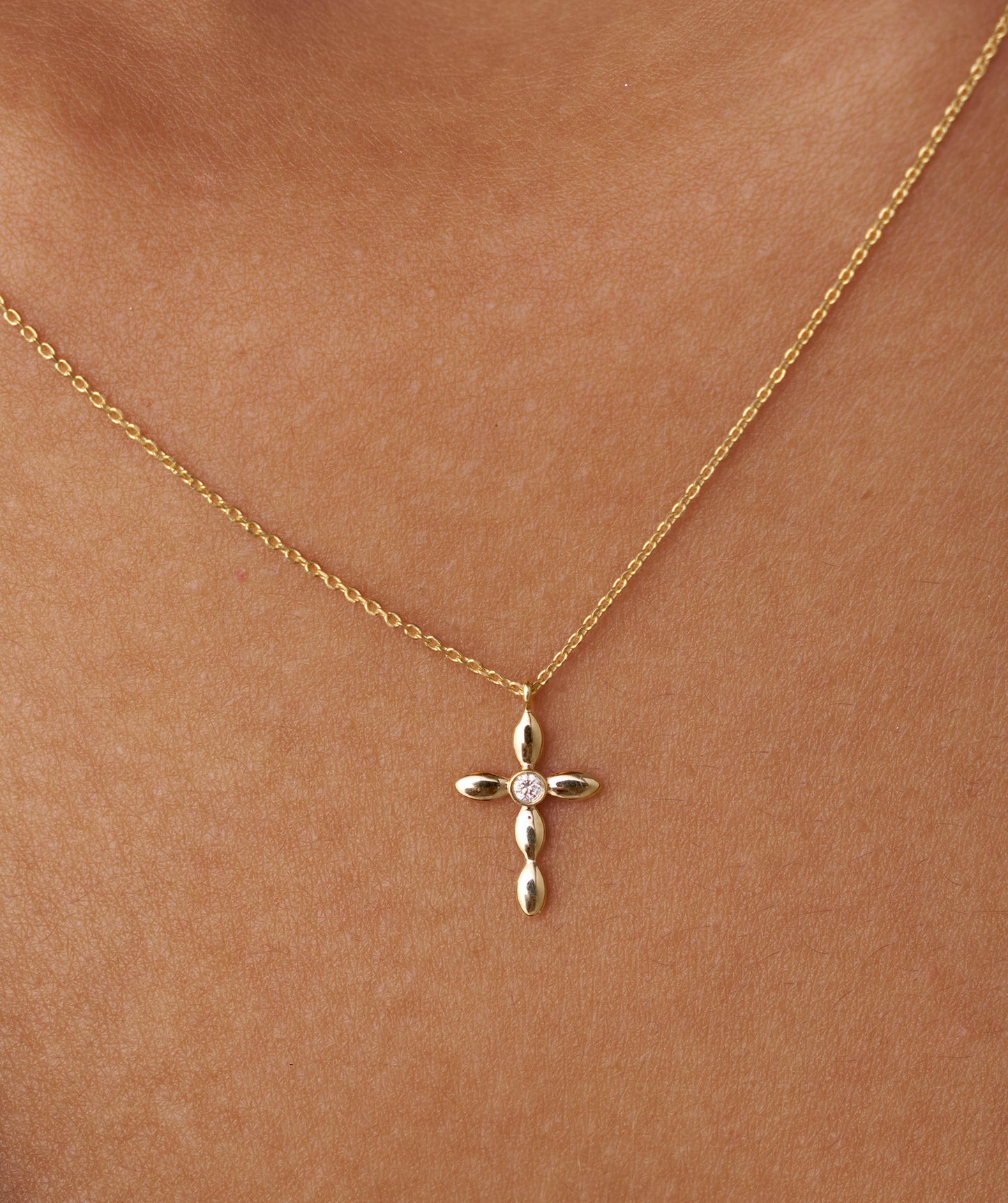14K Gold Cross Necklace