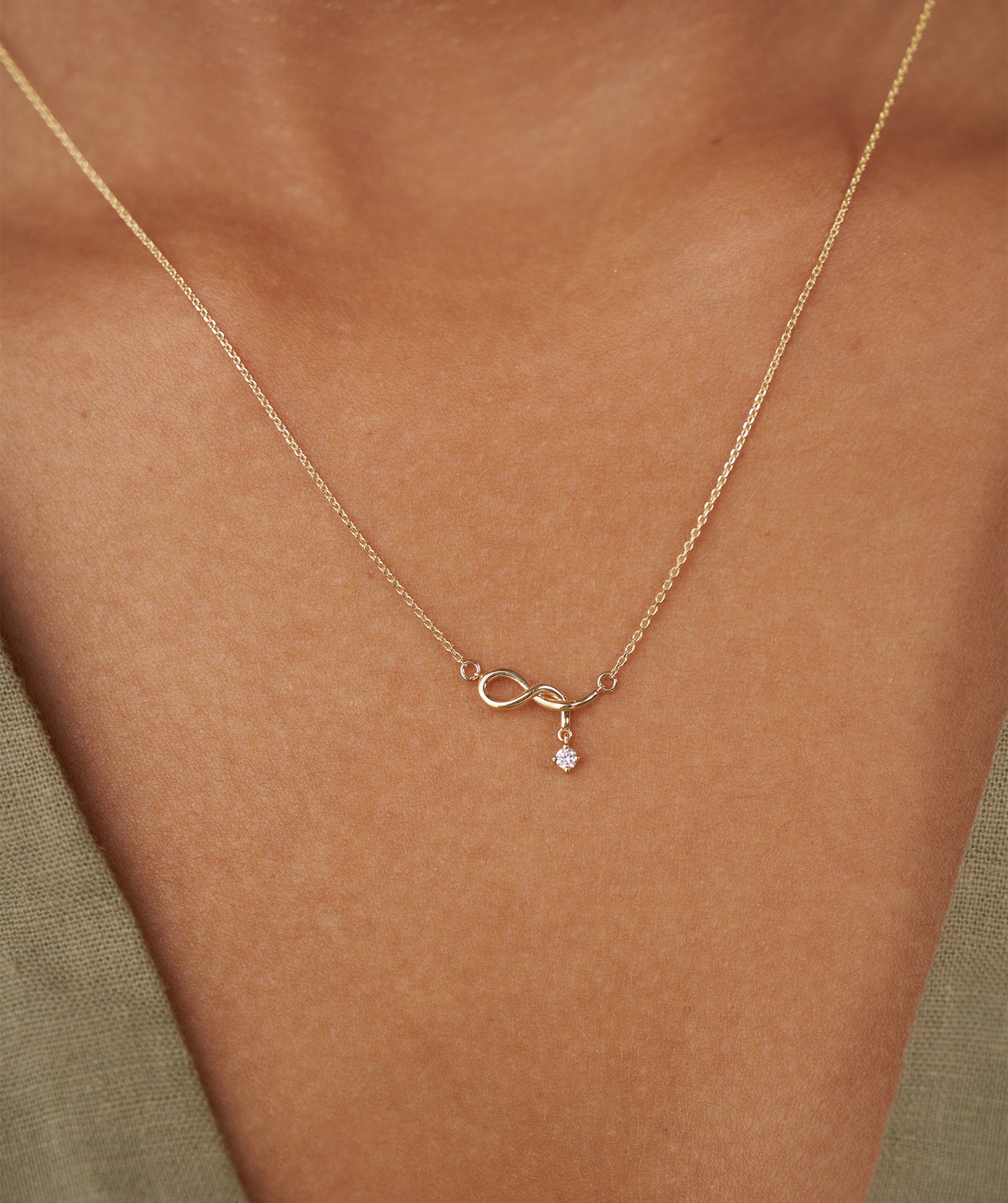 Infinity Symbol Diamond Drop Necklace