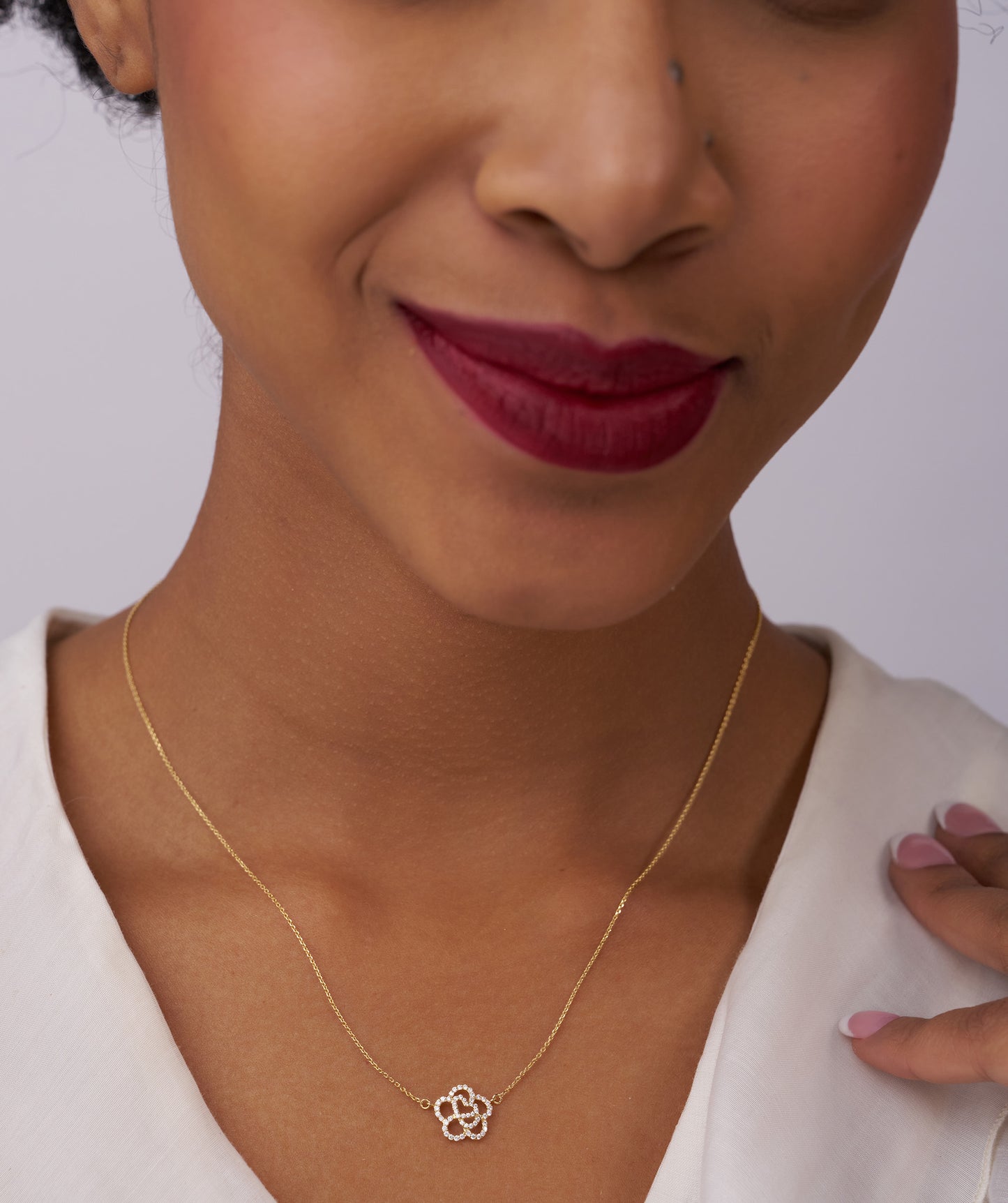 14K Gold Diamond Flower Necklace