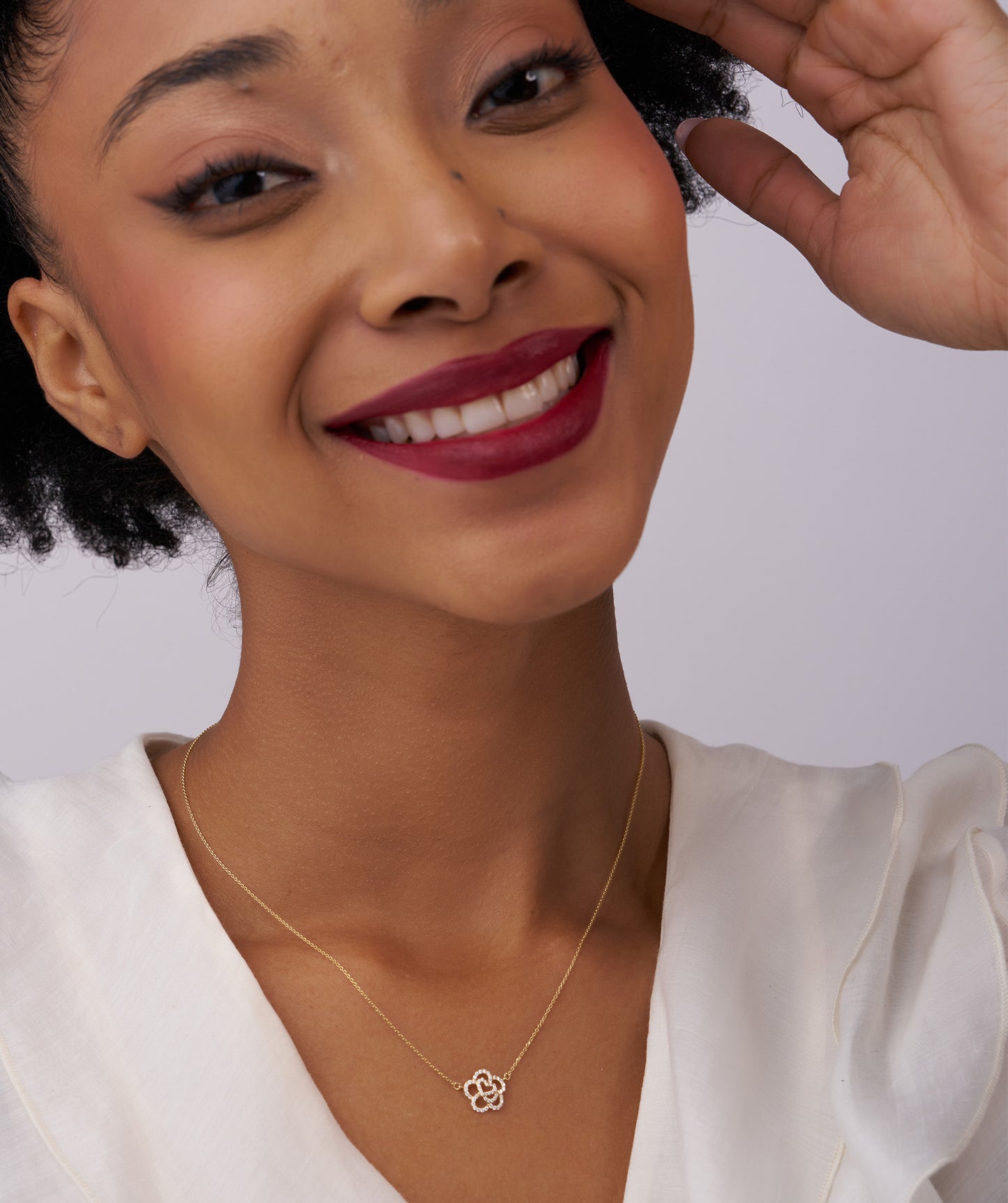 14K Gold Diamond Flower Necklace