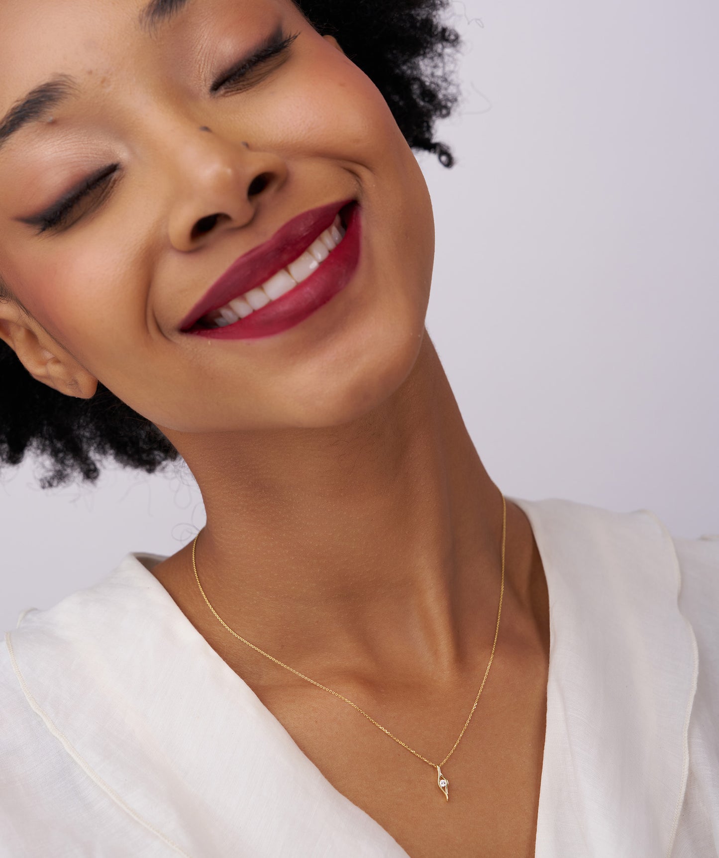 14K Gold Curved Pendant