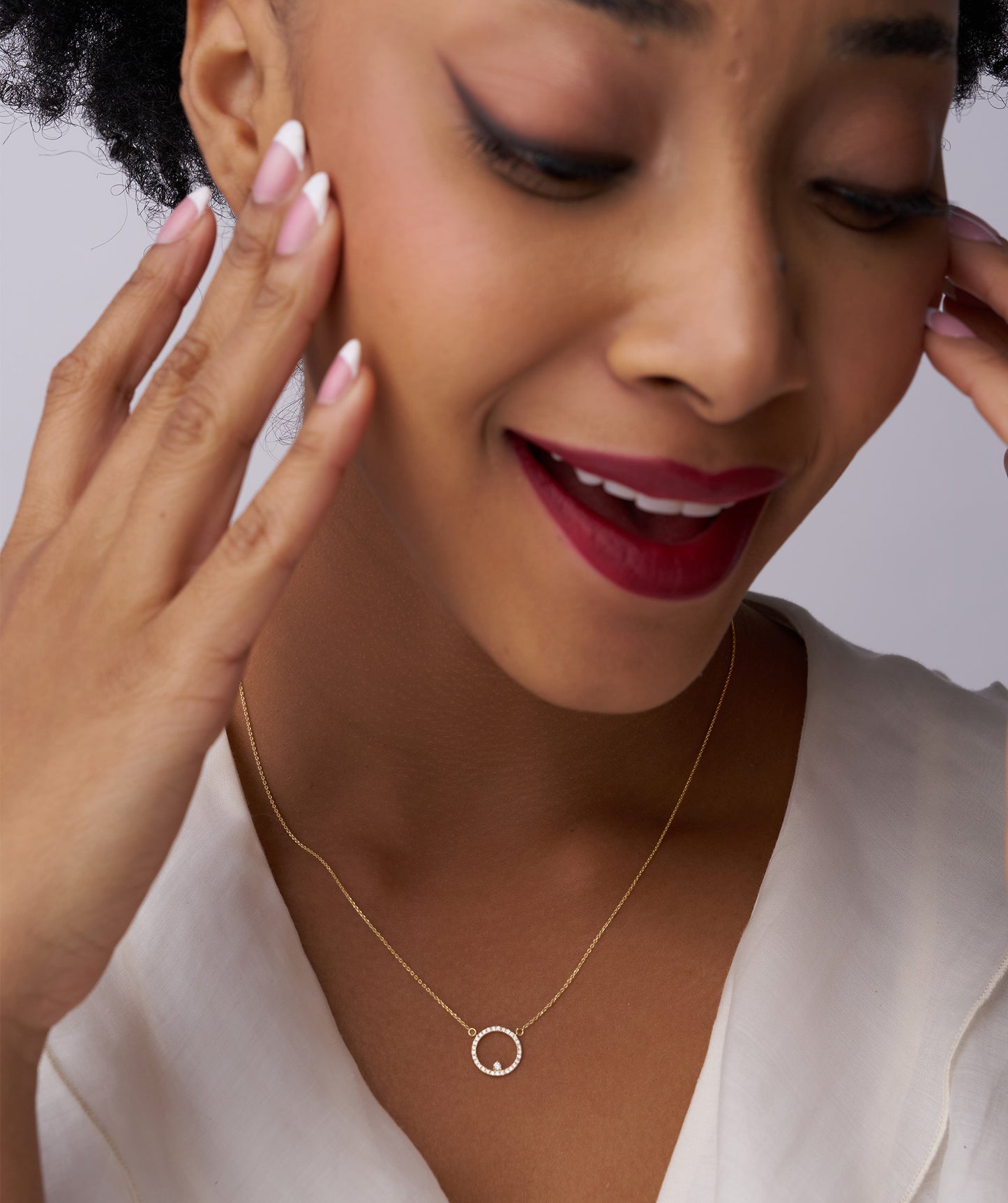 14K Gold Diamond Circle Necklace