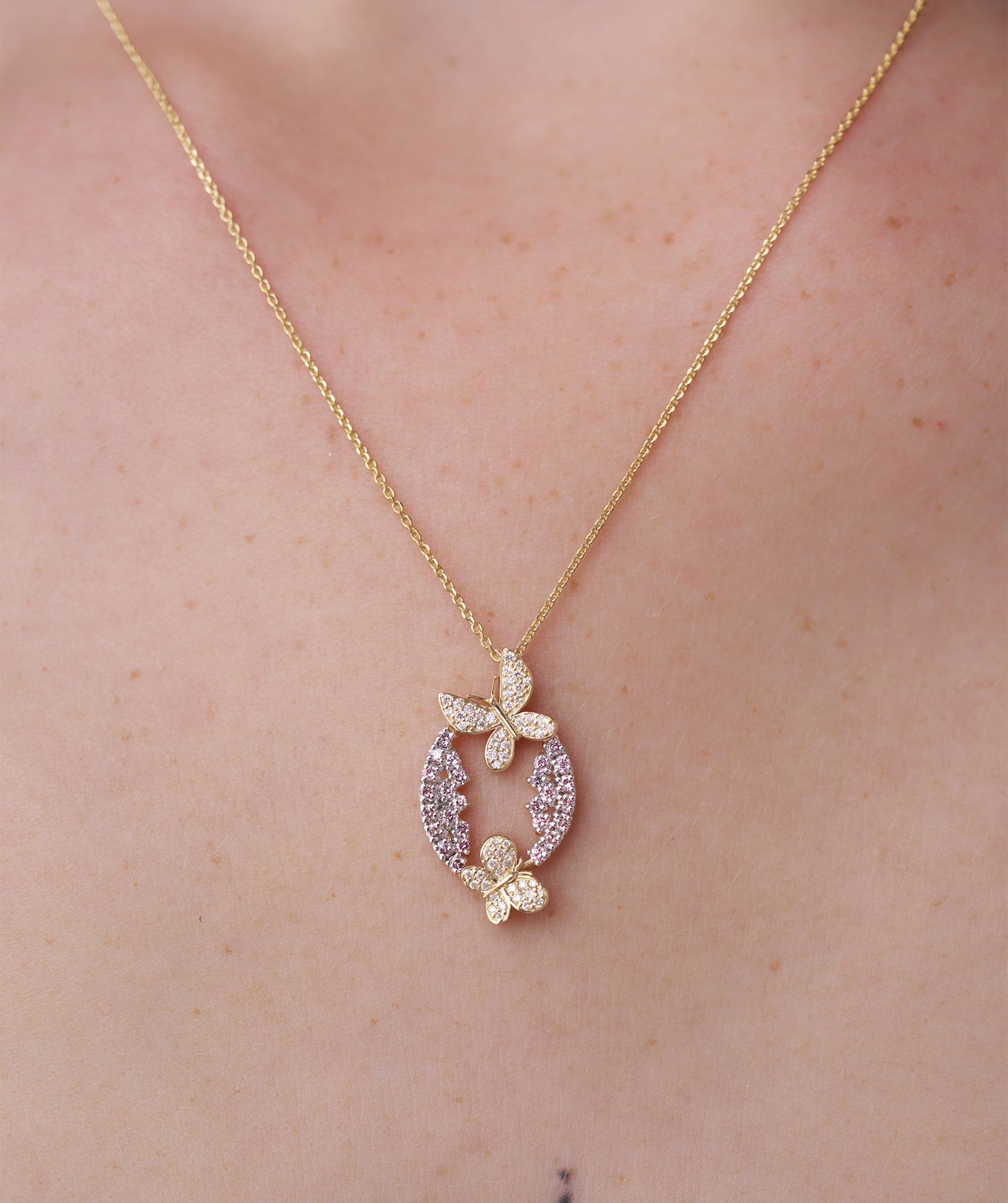 Gold Butterfly Wreath Necklace