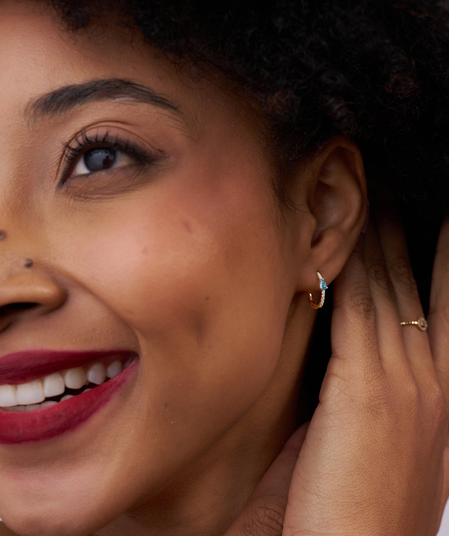 Blue Topaz Huggie Hoops Earrings