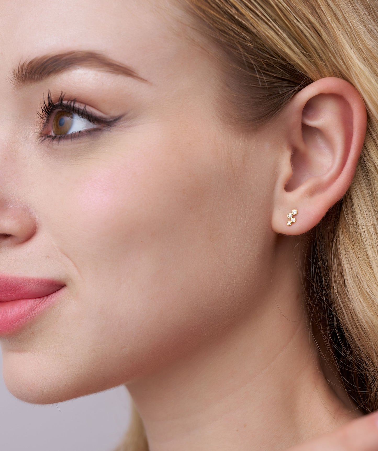 Gold Bezel Diamond Cluster Earrings