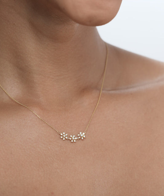 Triple Flower Diamond Necklace