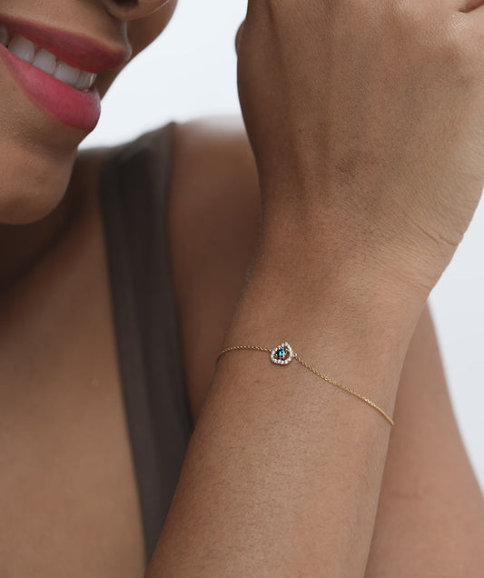 Blue Diamond Heart Gold Bracelet