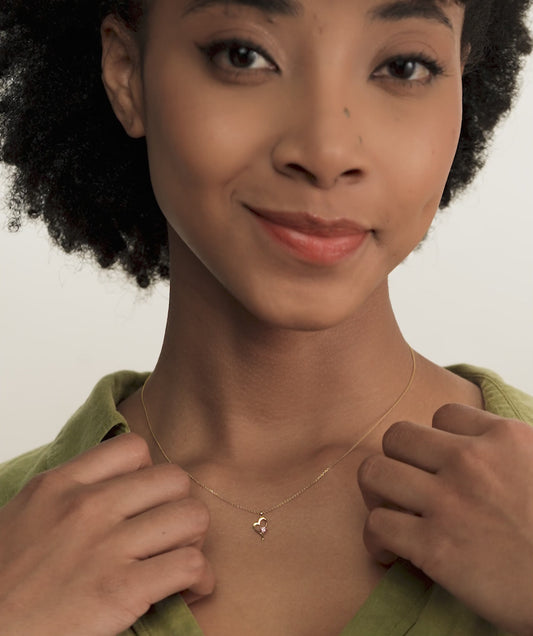 Heart Necklace with Pink Gem