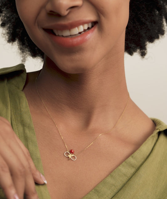 14K Gold Rose Infinity Necklace