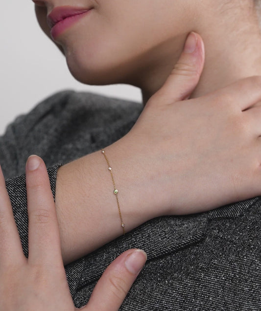 Emerald & Diamond Station Bracelet